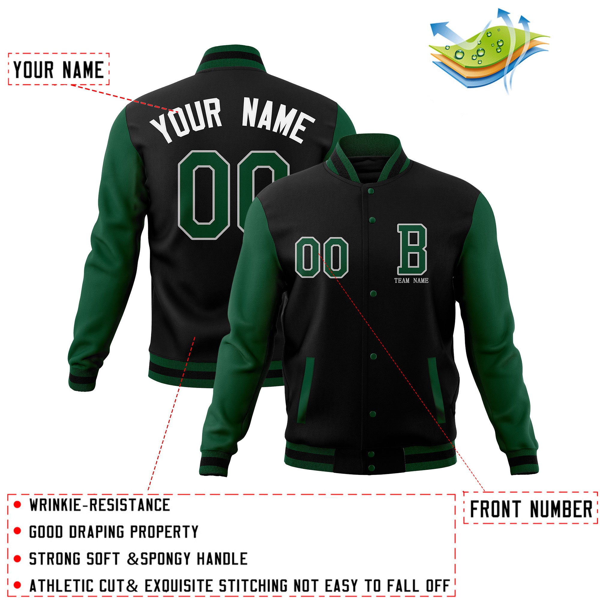 Custom Full-Snap Baseball Coats with Personalized Stitched Varsity Letterman Jacket