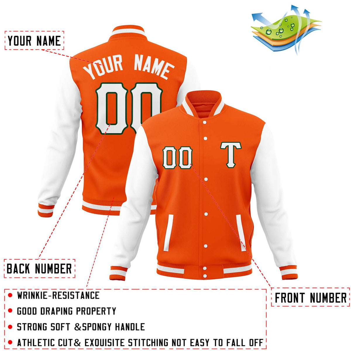 Custom Full-Snap Casual Baseball Coats Varsity Letterman Jackets