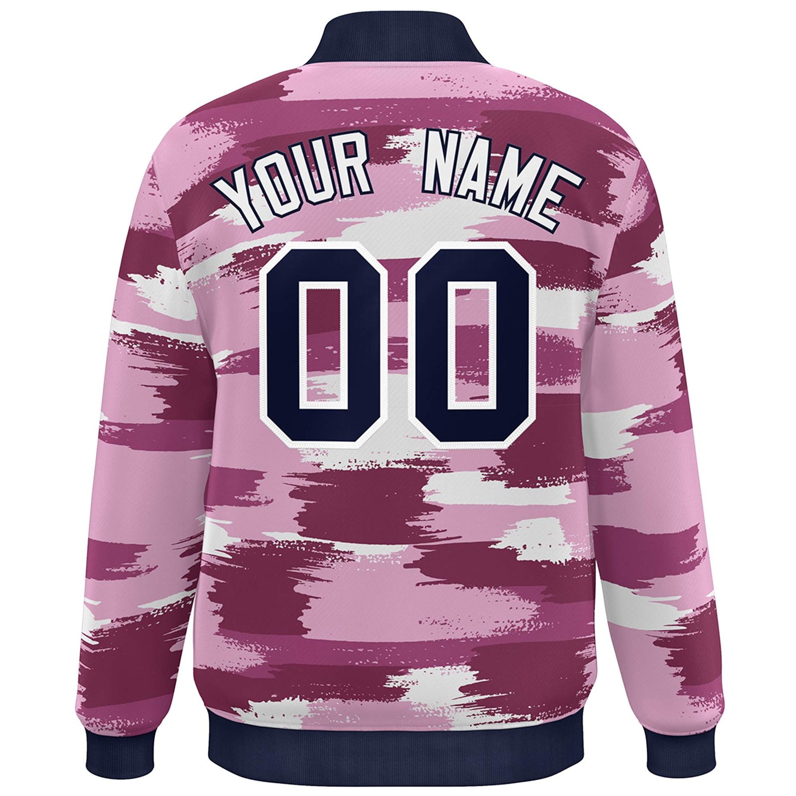 Custom Navy White Camo Varsity Full-Snap Letterman Bomber Jacket