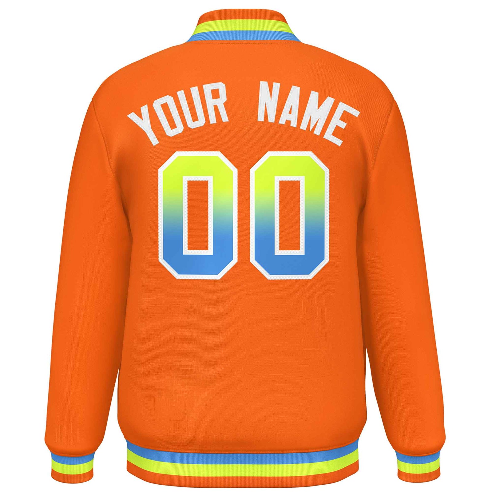 Custom Orange Varsity Full-Snap Gradient Font Letterman Baseball Jacket