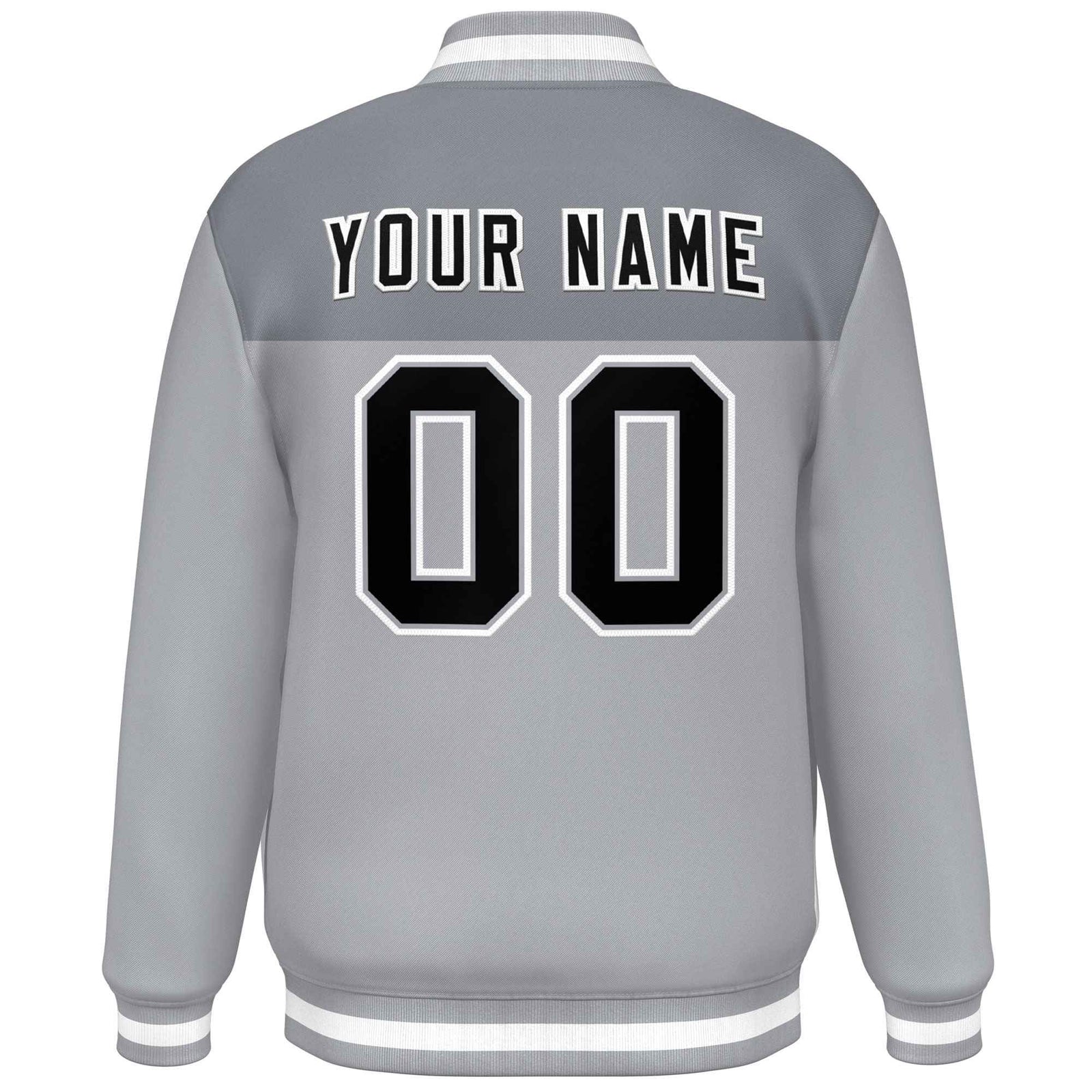 Custom Dark Gray Gray-White Varsity Full-Snap Color Block Lettermen Baseball Jacket
