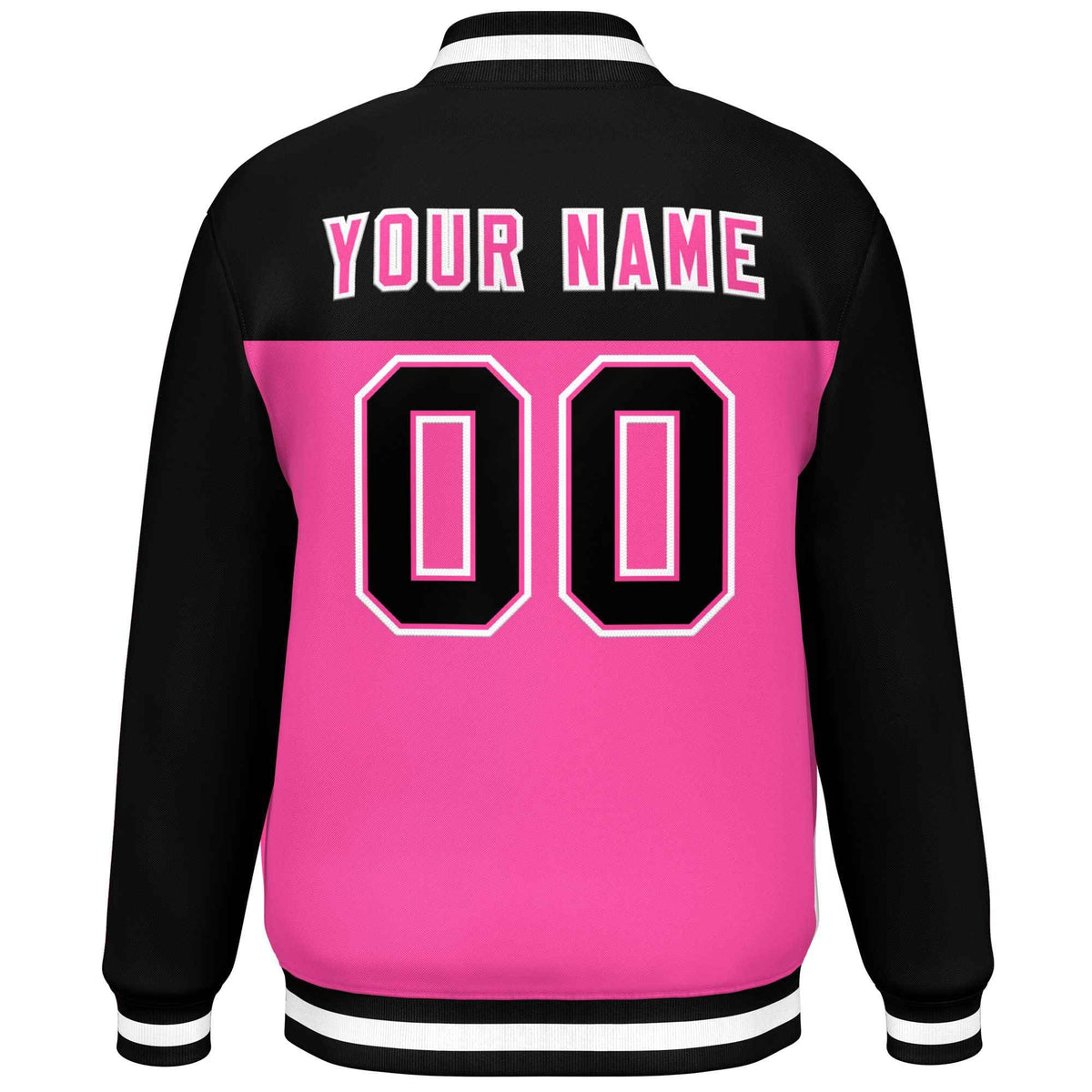 Custom Black Rose Red-White Varsity Full-Snap Color Block Lettermen Baseball Jacket