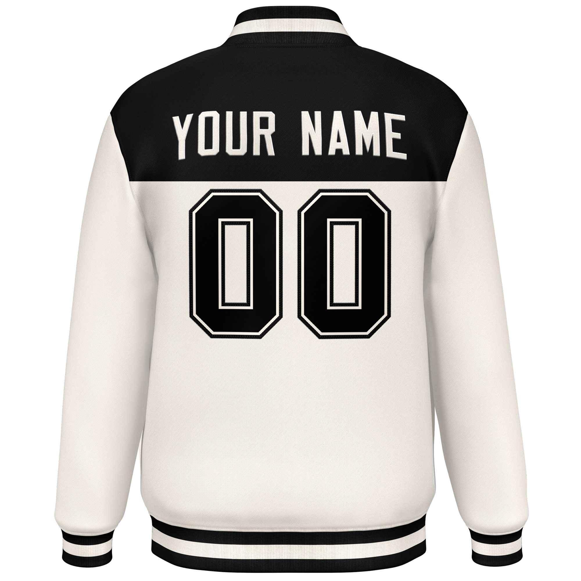 Custom Black Cream Varsity Full-Snap Color Block Lettermen Baseball Jacket