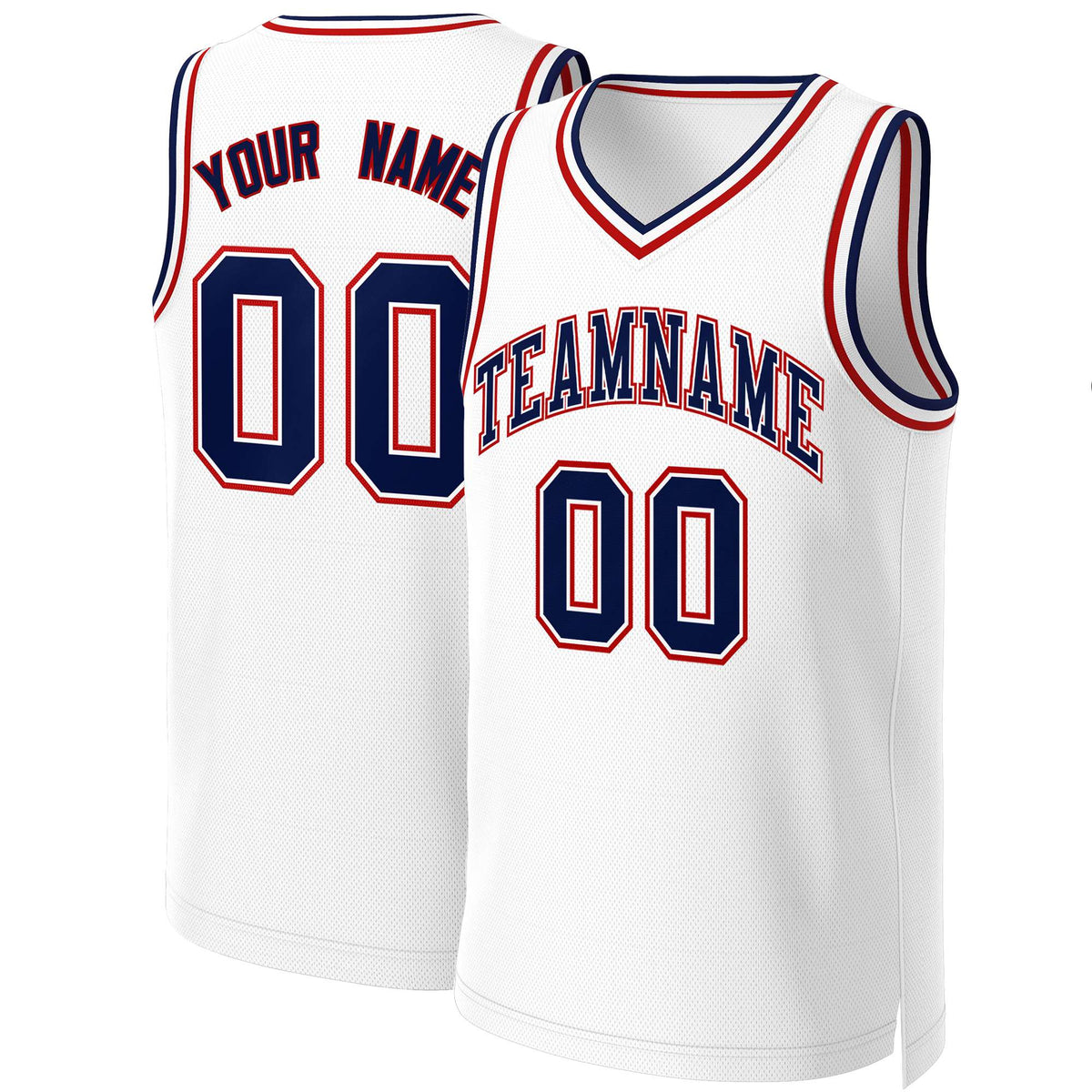 Custom White Navy-White Classic Tops Basketball Jersey
