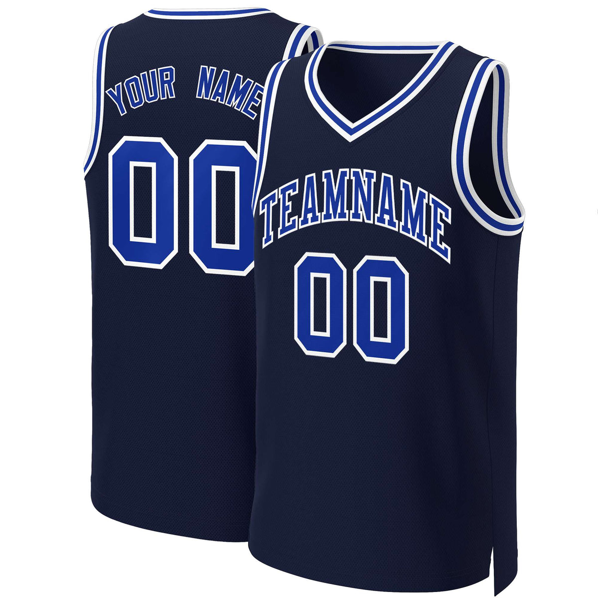 Custom Navy Royal-White Classic Tops Basketball Jersey