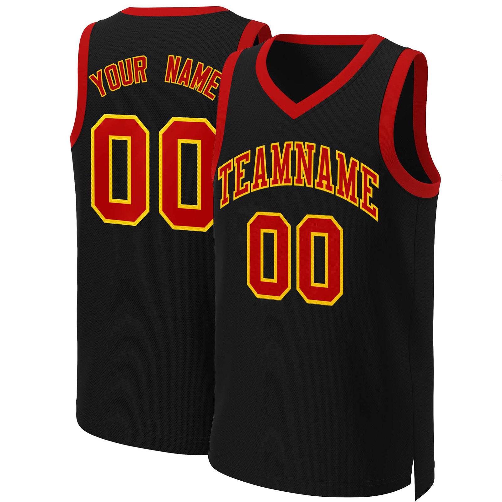 Custom Black Red-Yellow Classic Tops Basketball Jersey