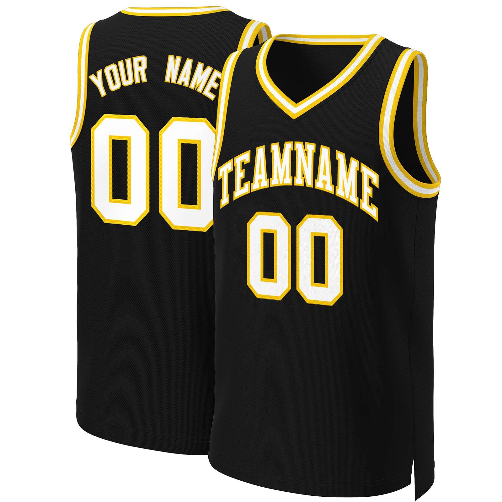 Custom Black White-Yellow Classic Tops Basketball Jersey