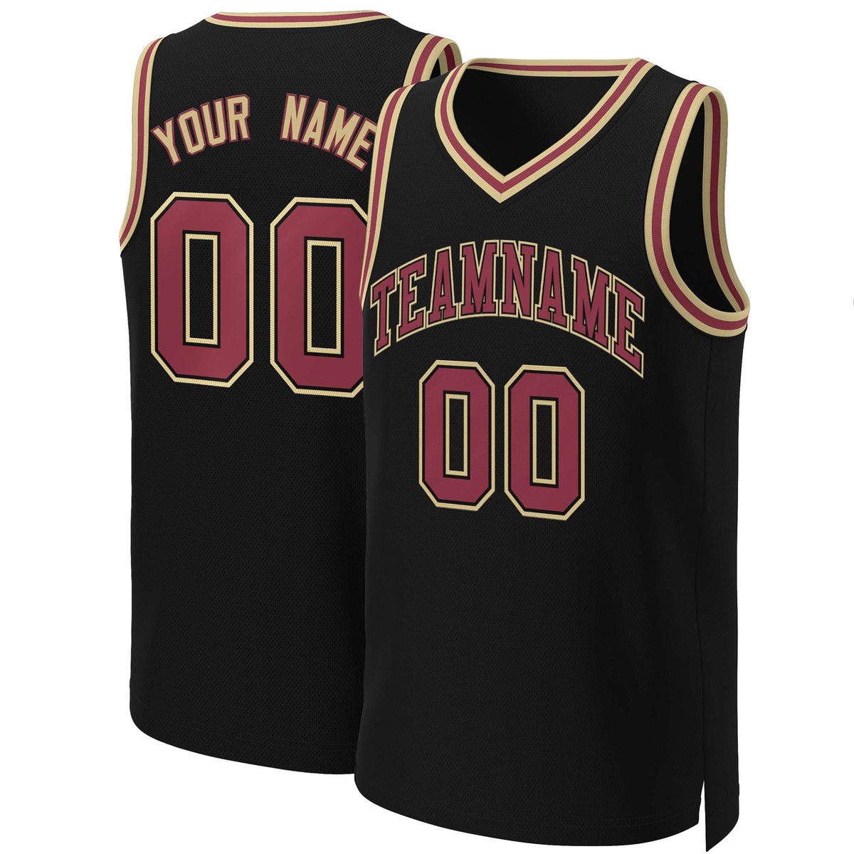 Custom Black Maroon-Black Classic Tops Basketball Jersey