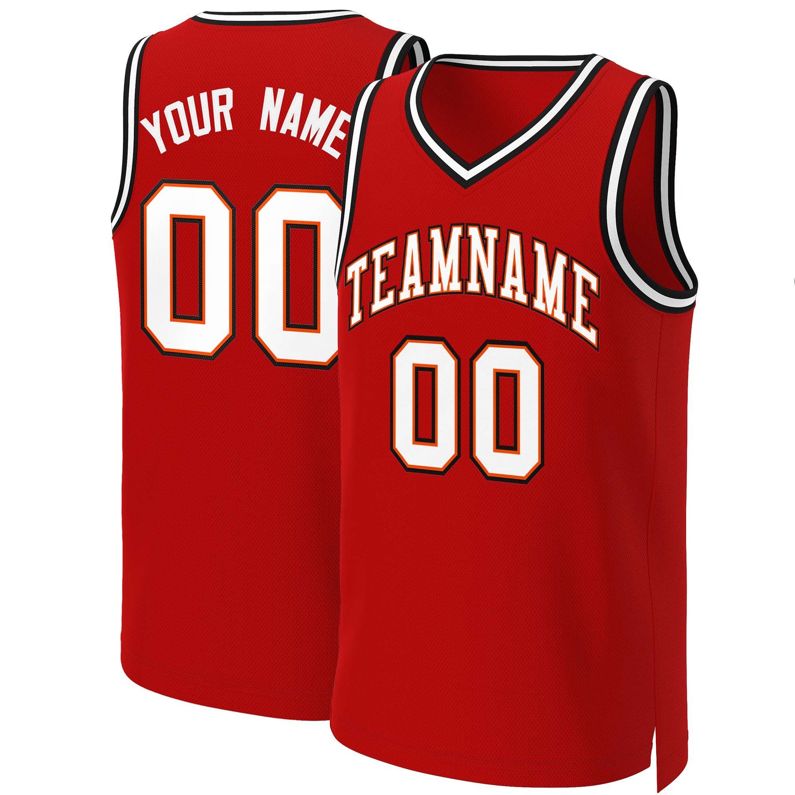 Custom Red White-Orange Classic Tops Basketball Jersey