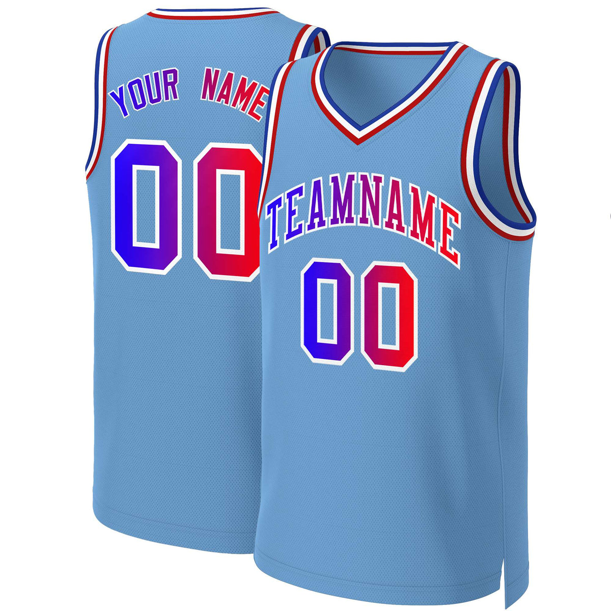 Custom Light Blue Blue-White Classic Tops Basketball Jersey