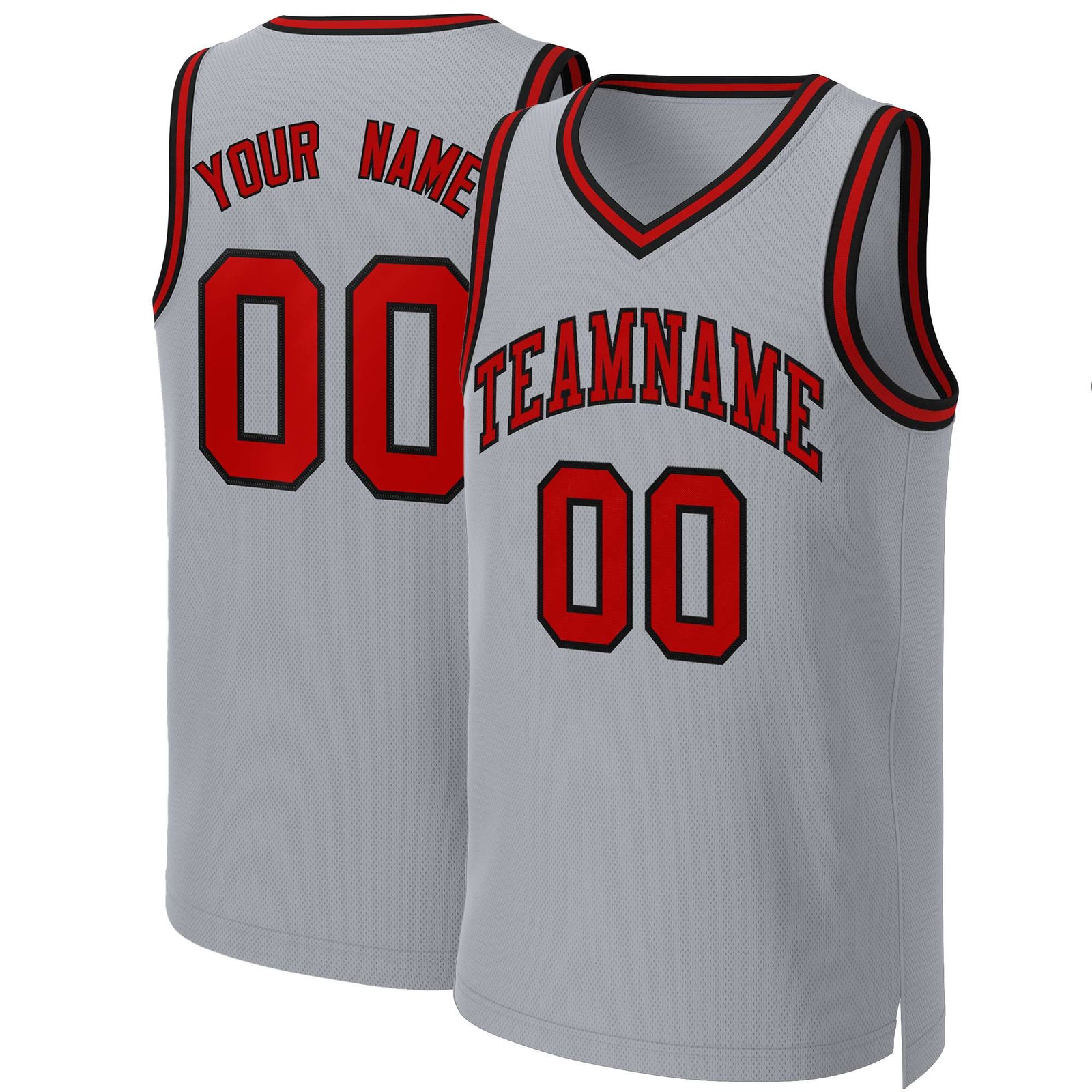 Custom Gray Red-Black Classic Tops Basketball Jersey