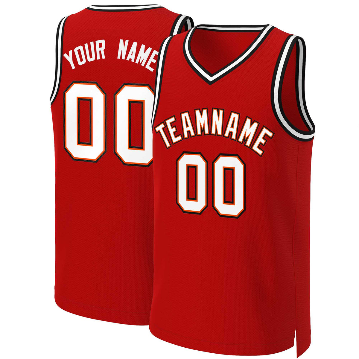 Custom Red White-Orange Classic Tops Basketball Jersey