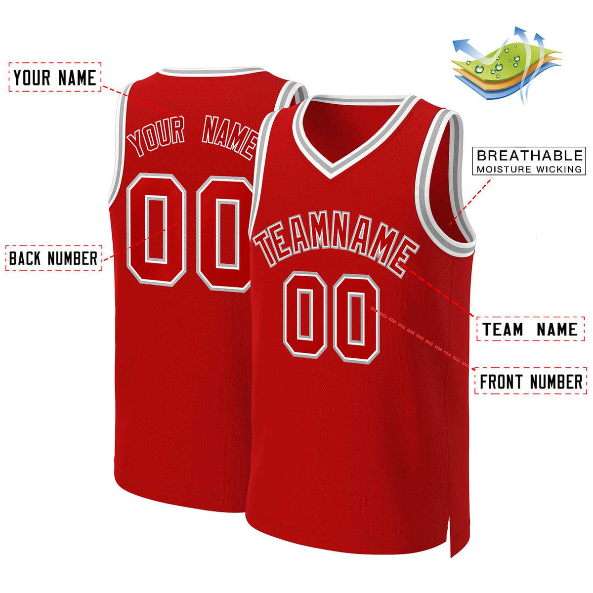 Custom Red Red-White Classic Tops Basketball Jersey