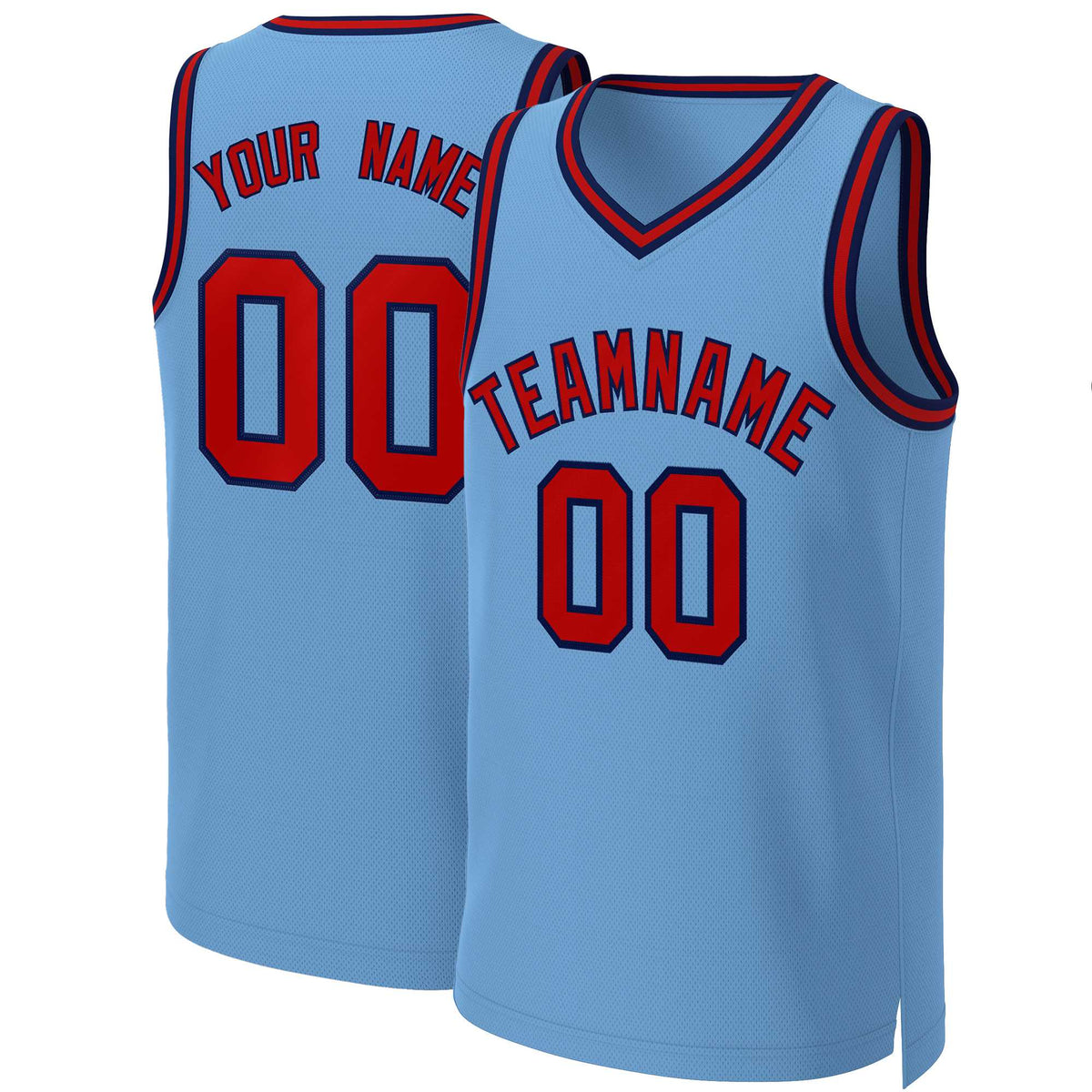 Custom Light Blue Red-Navy Classic Tops Basketball Jersey