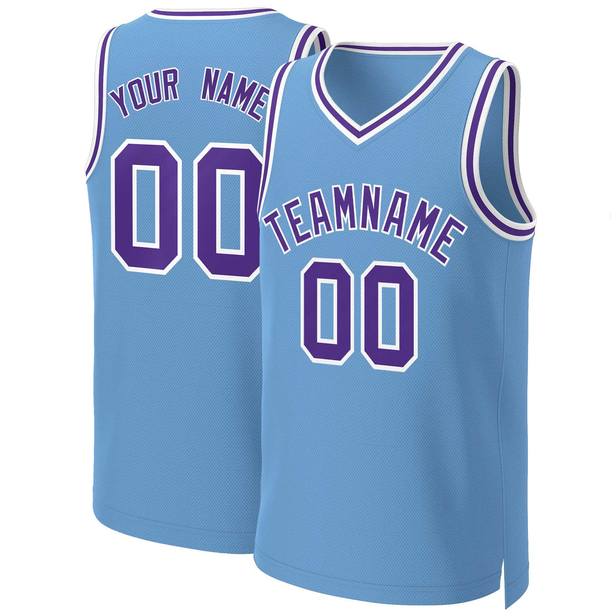 Custom Light Blue Purple-White Classic Tops Basketball Jersey