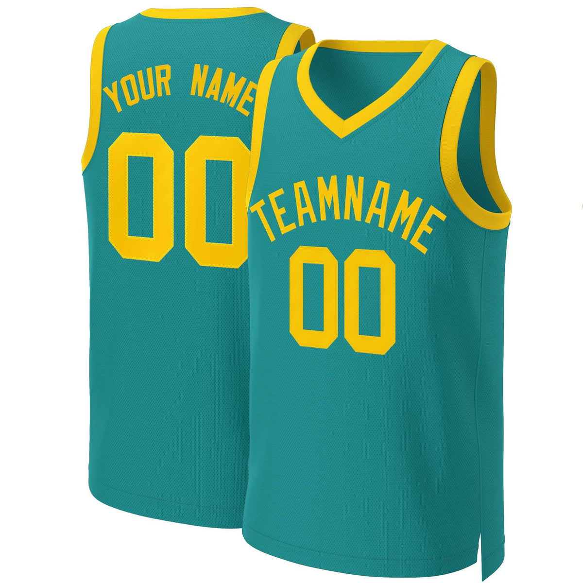 Custom Teal Yellow Classic Tops Basketball Jersey