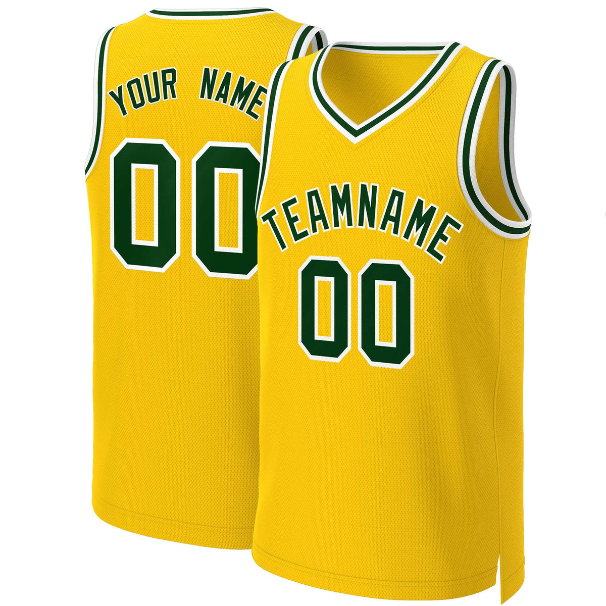 Custom Yellow Green-White Classic Tops Basketball Jersey