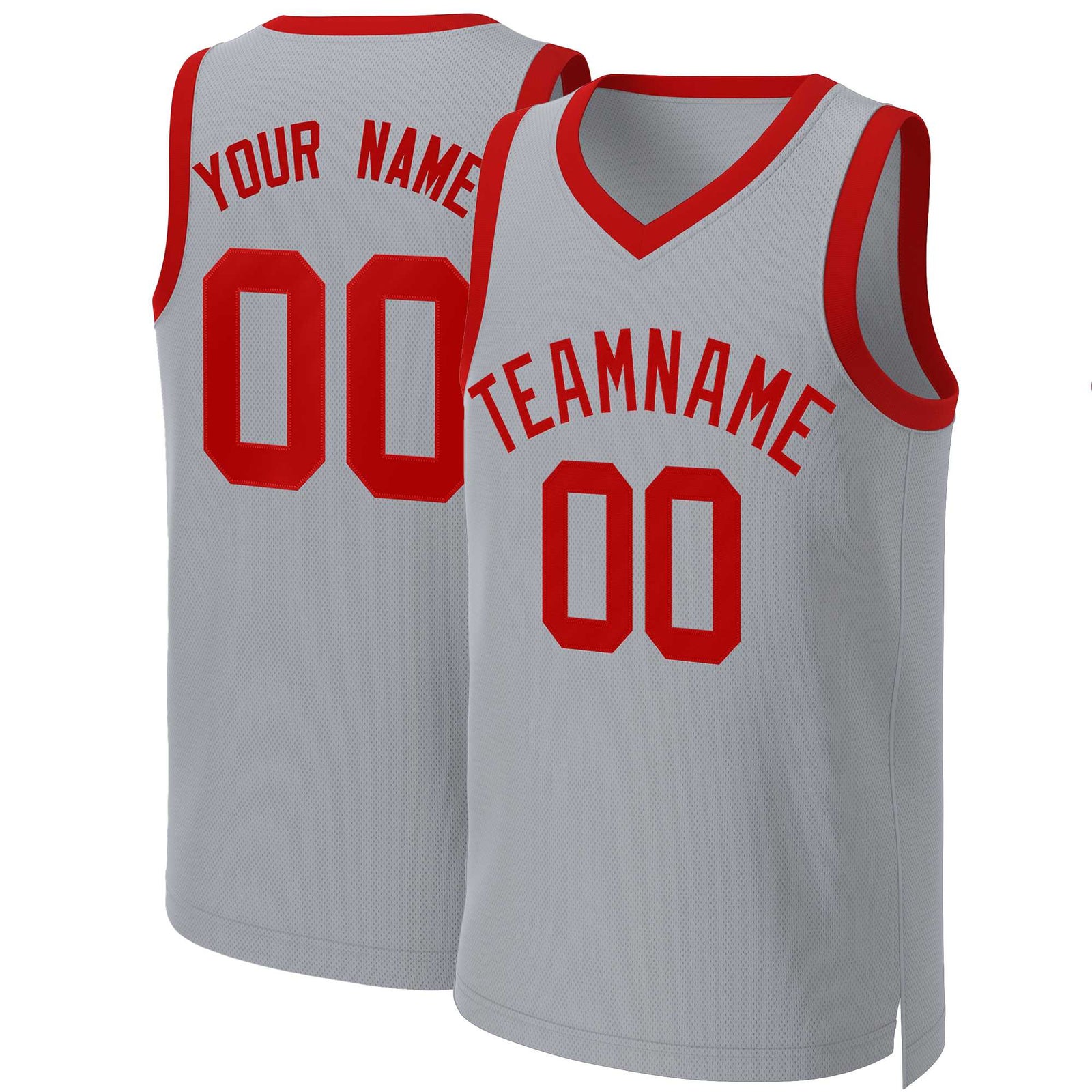 Custom Gray Red Classic Tops Basketball Jersey