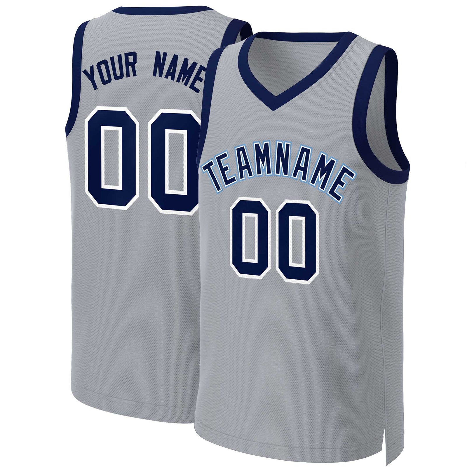 Custom Gray Navy-White Classic Tops Basketball Jersey