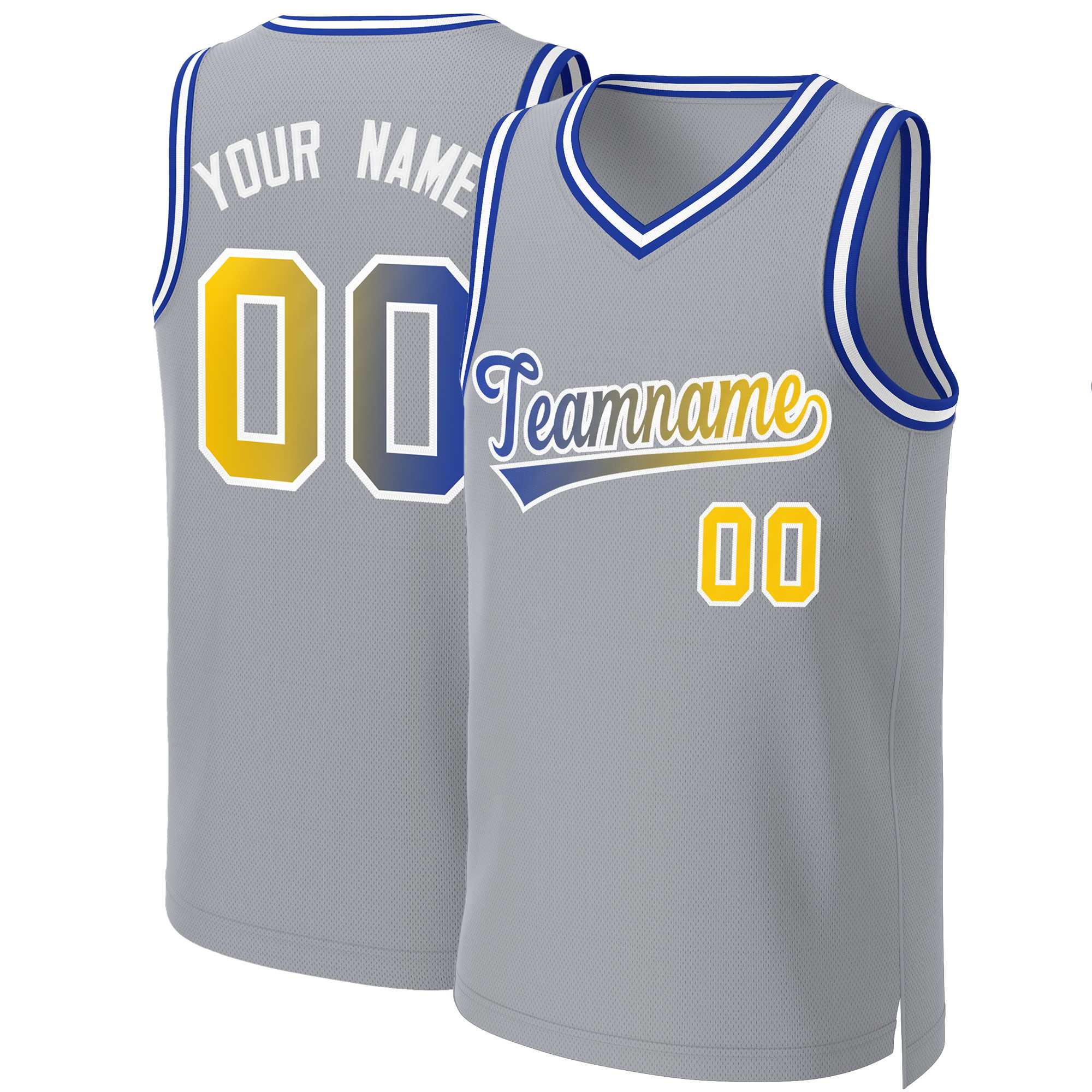 Custom Gray Royal-White Classic Gradient Fashion Tops Basketball Jersey