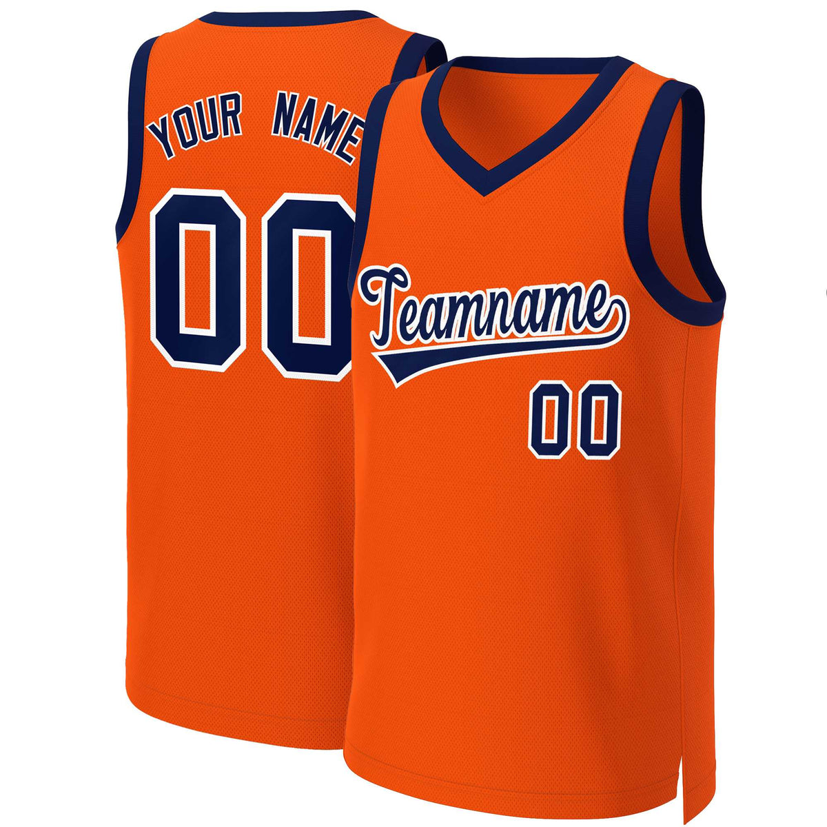 Custom Orange Navy-White Classic Tops Basketball Jersey