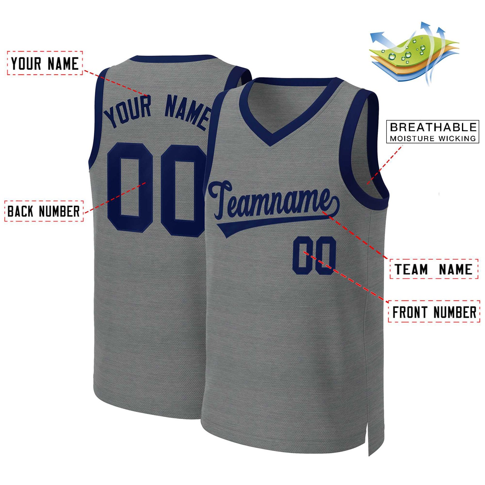 Custom Dark Gray Navy Classic Tops Basketball Jersey