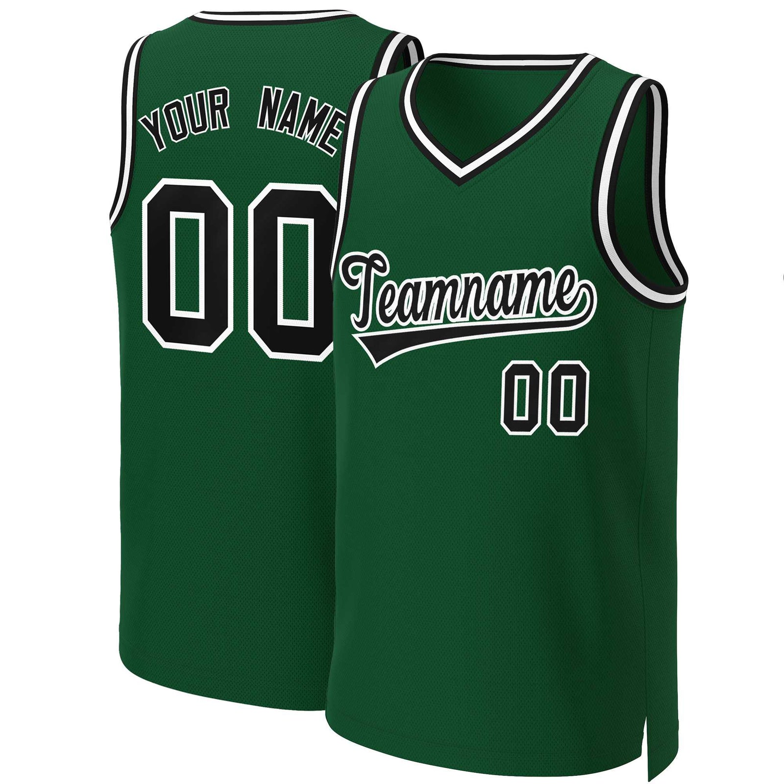 Custom Green Black-White Classic Tops Basketball Jersey