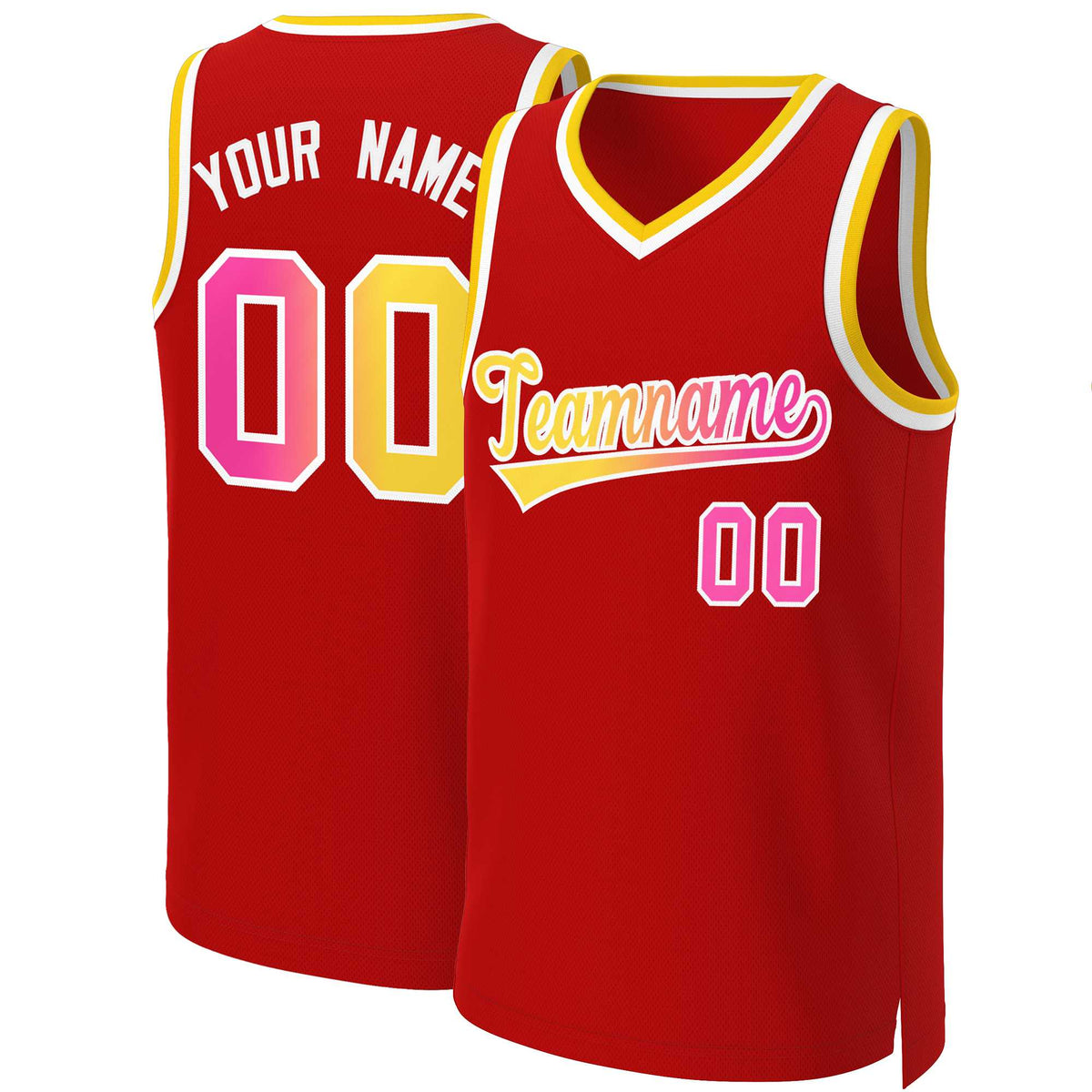 Custom Red Yellow-White Classic Gradient Fashion Tops Basketball Jersey