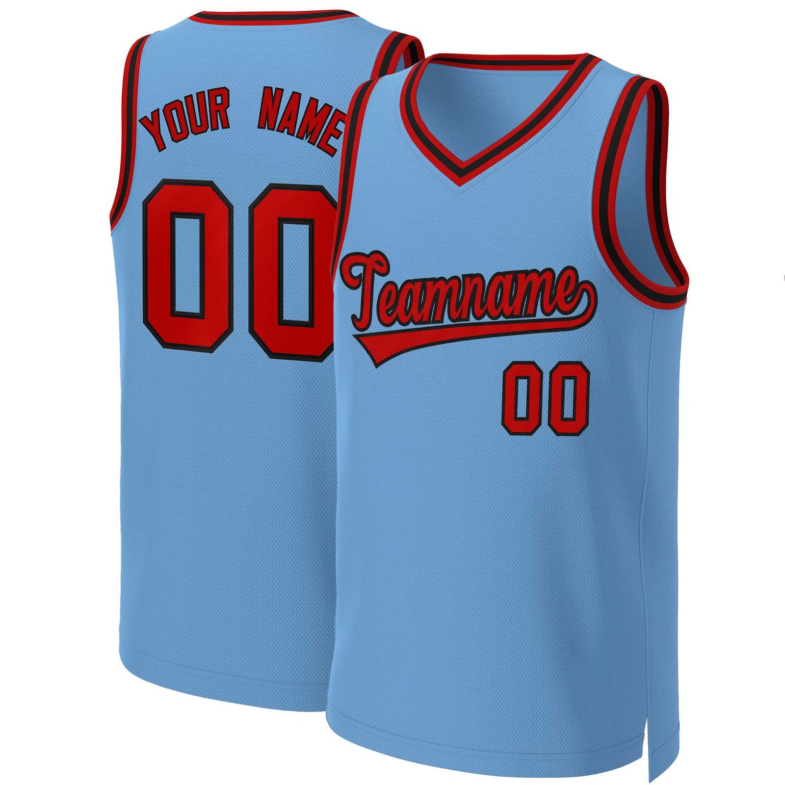 Custom Light Blue Red-Black Classic Tops Basketball Jersey