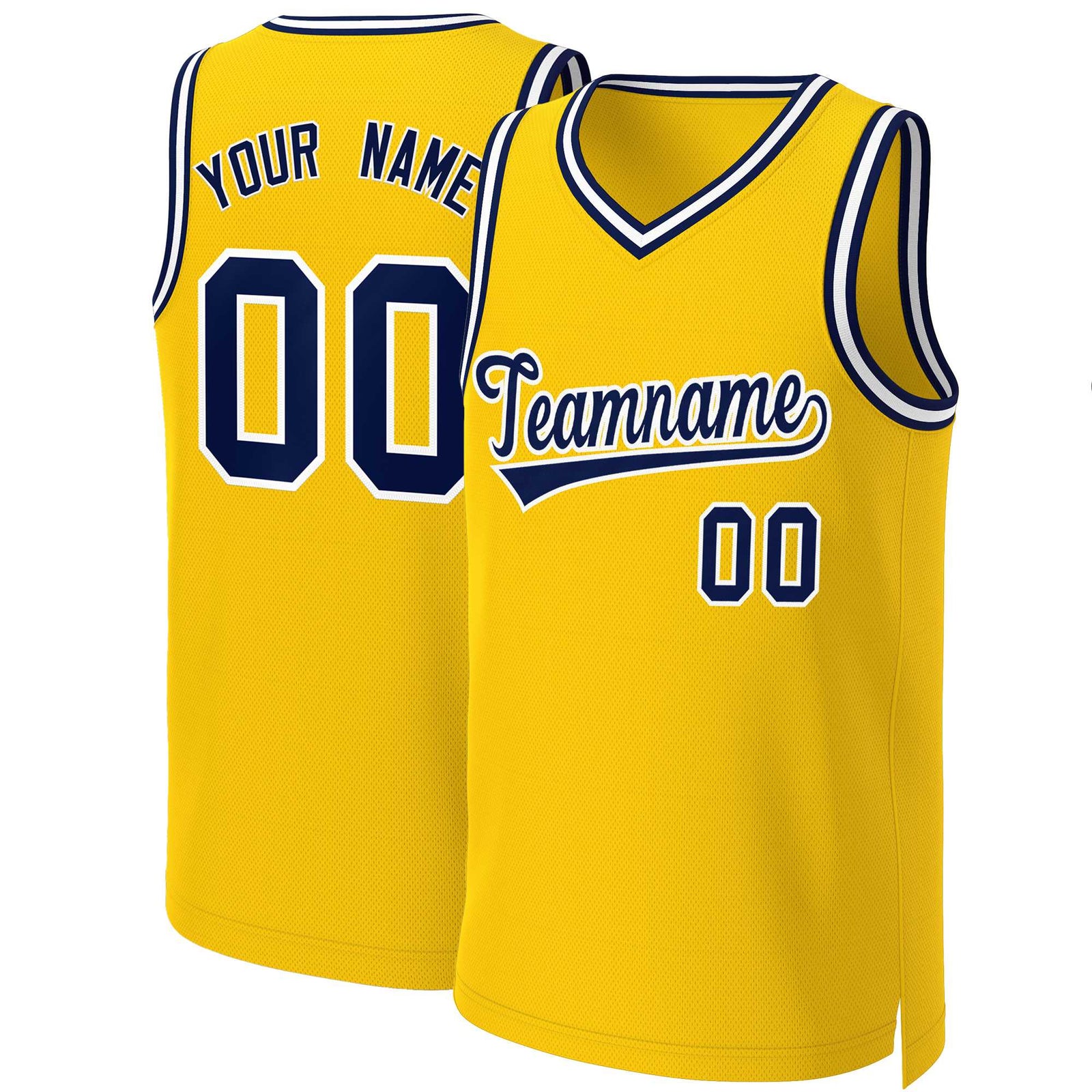 Custom Yellow Navy-White Classic Tops Basketball Jersey