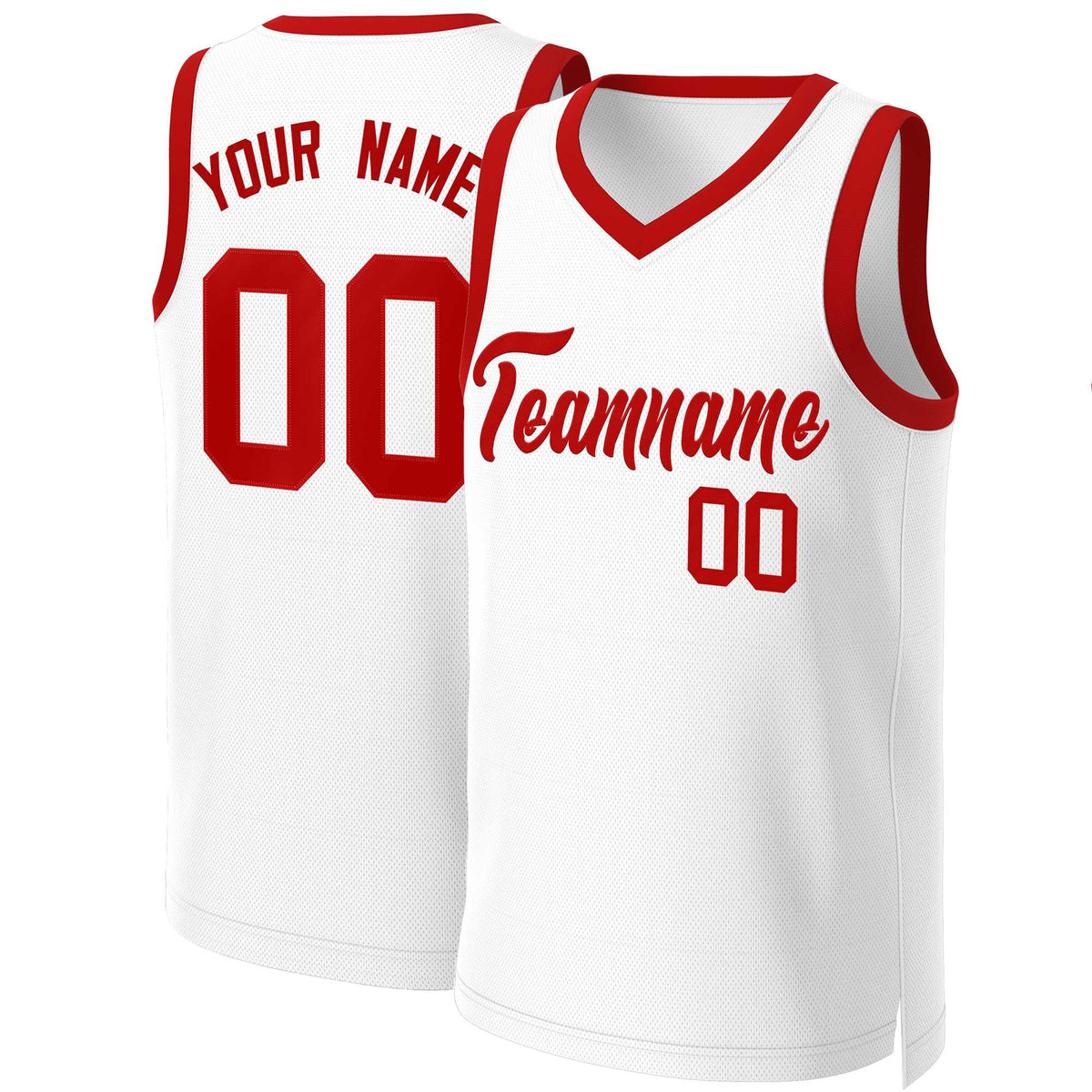 Custom White Red Classic Tops Basketball Jersey
