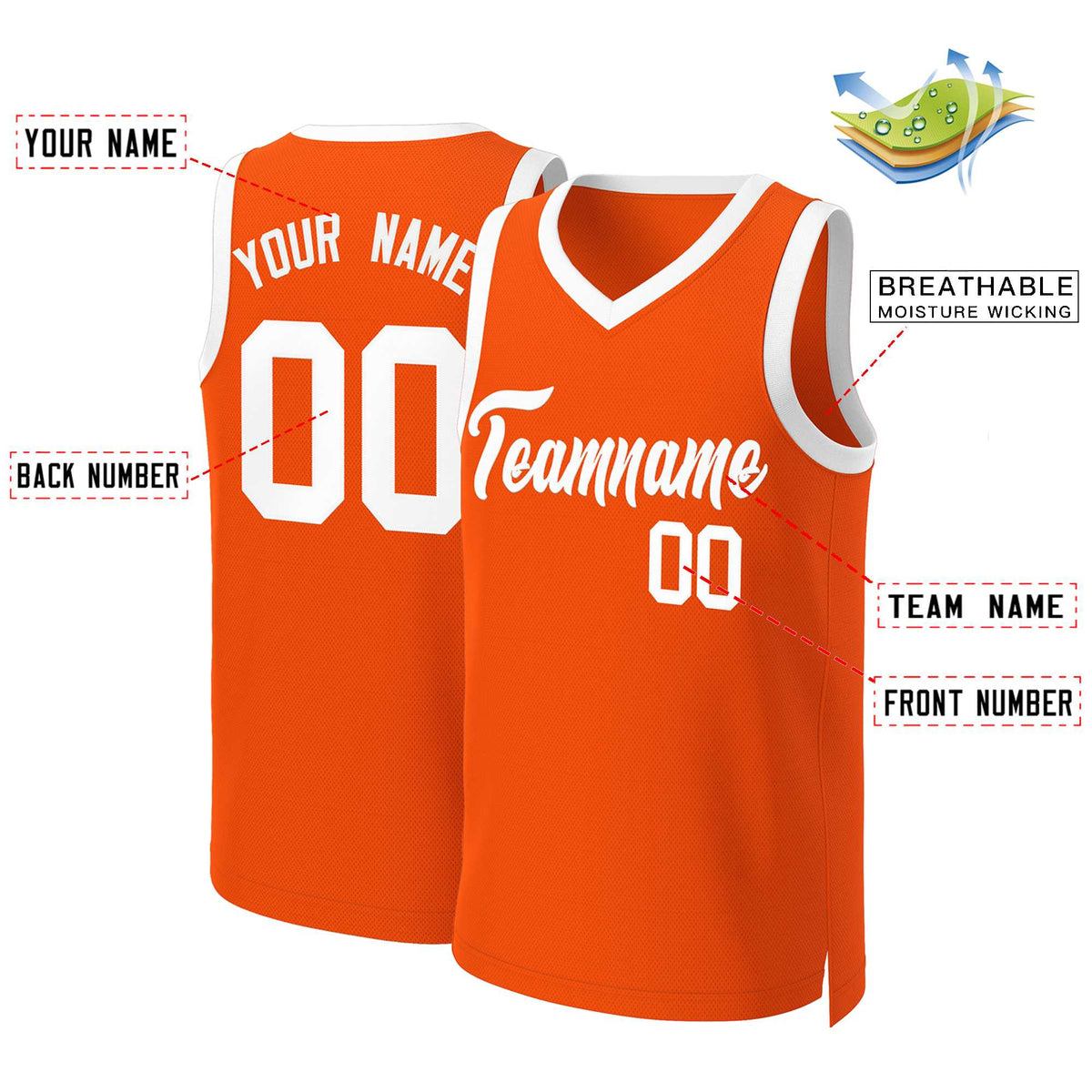 Custom Orange White Classic Tops Basketball Jersey