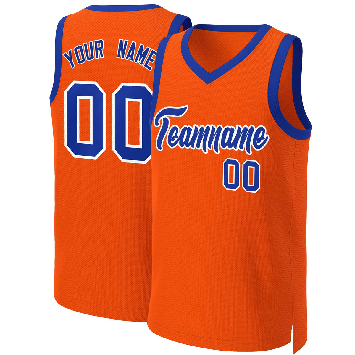 Custom Orange Royal-White Classic Tops Basketball Jersey