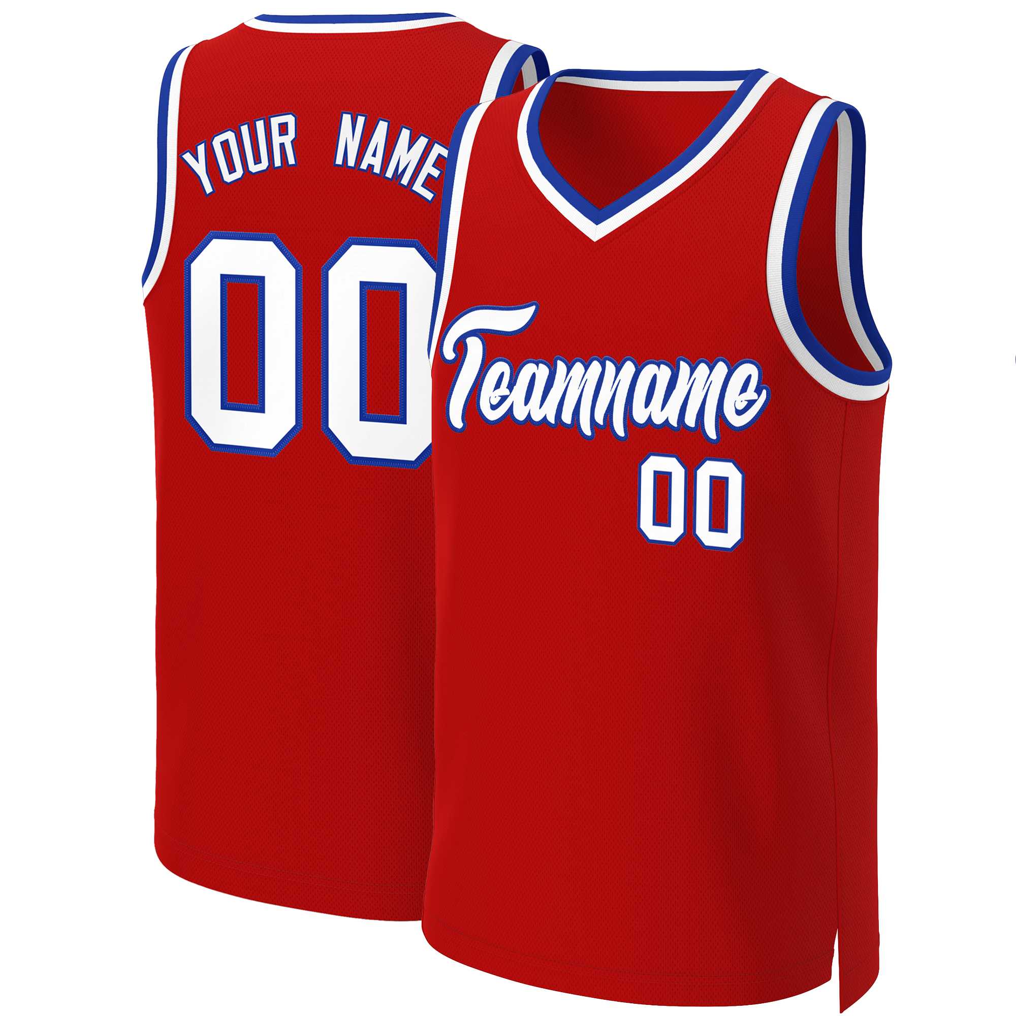 Custom Red White-Royal Classic Tops Basketball Jersey