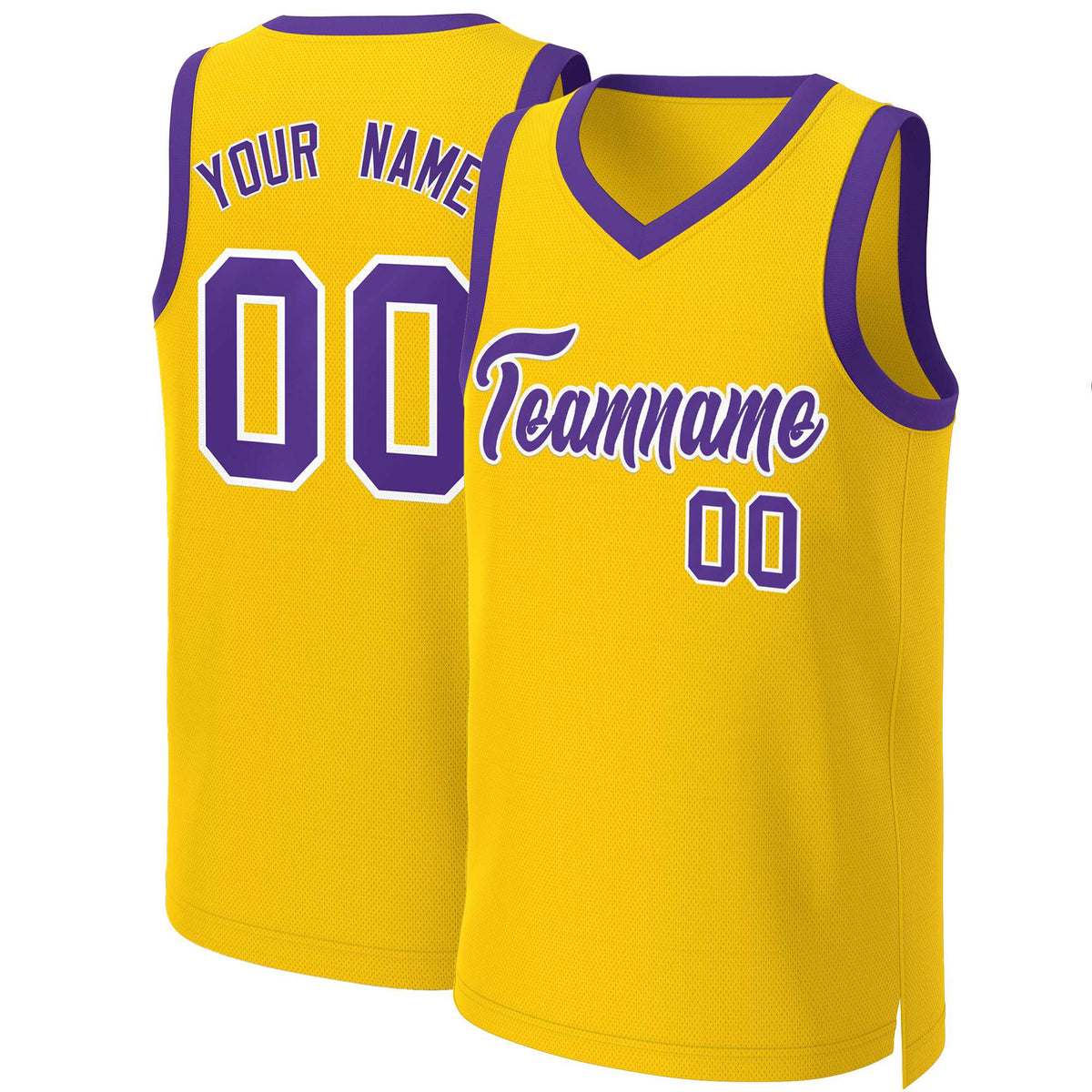 Custom Yellow Purple-White Classic Tops Basketball Jersey
