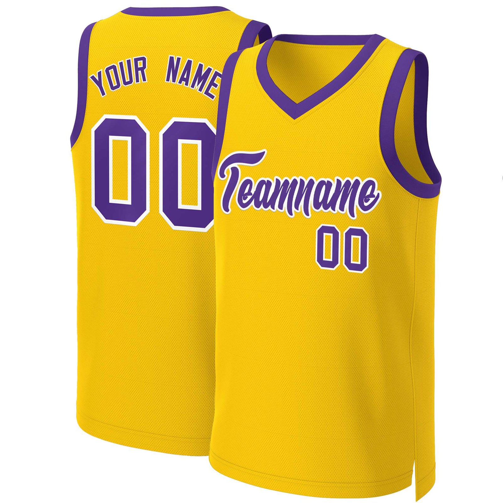 Custom Yellow Purple-White Classic Tops Basketball Jersey