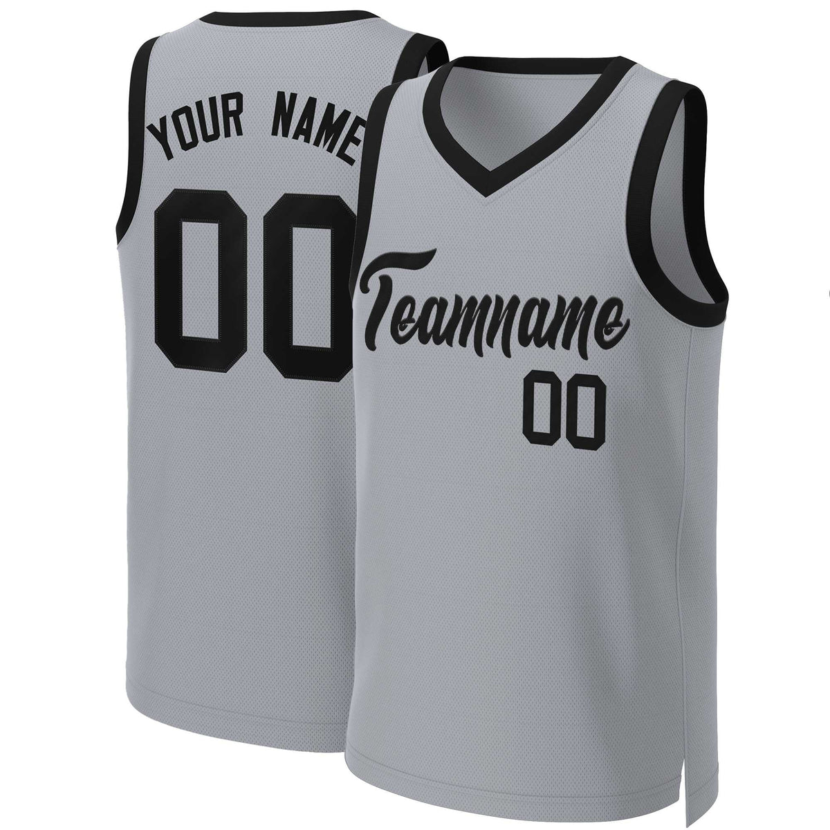 Custom Gray Black Classic Tops Basketball Jersey
