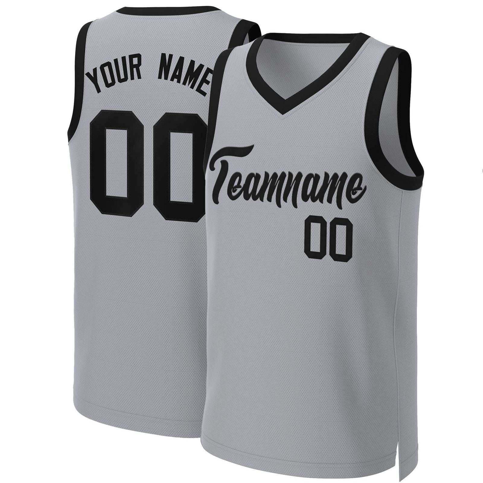 Custom Gray Black Classic Tops Basketball Jersey