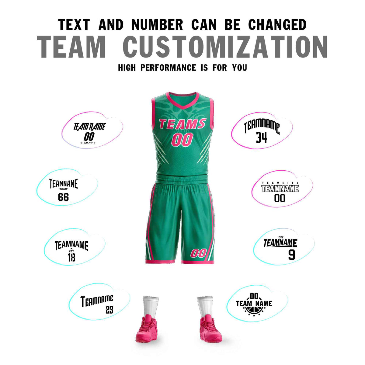 Custom Teal Pink-White Graffiti Pattern Sets Claw Element Basketball Jersey