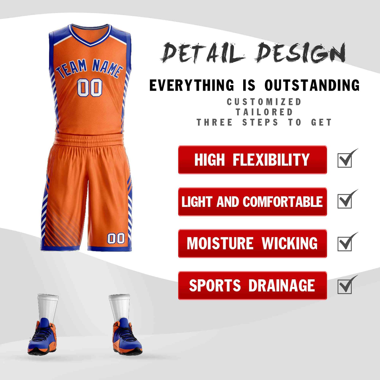 Custom Orange Royal-White Graffiti Pattern Sets Bar Element Basketball Jersey