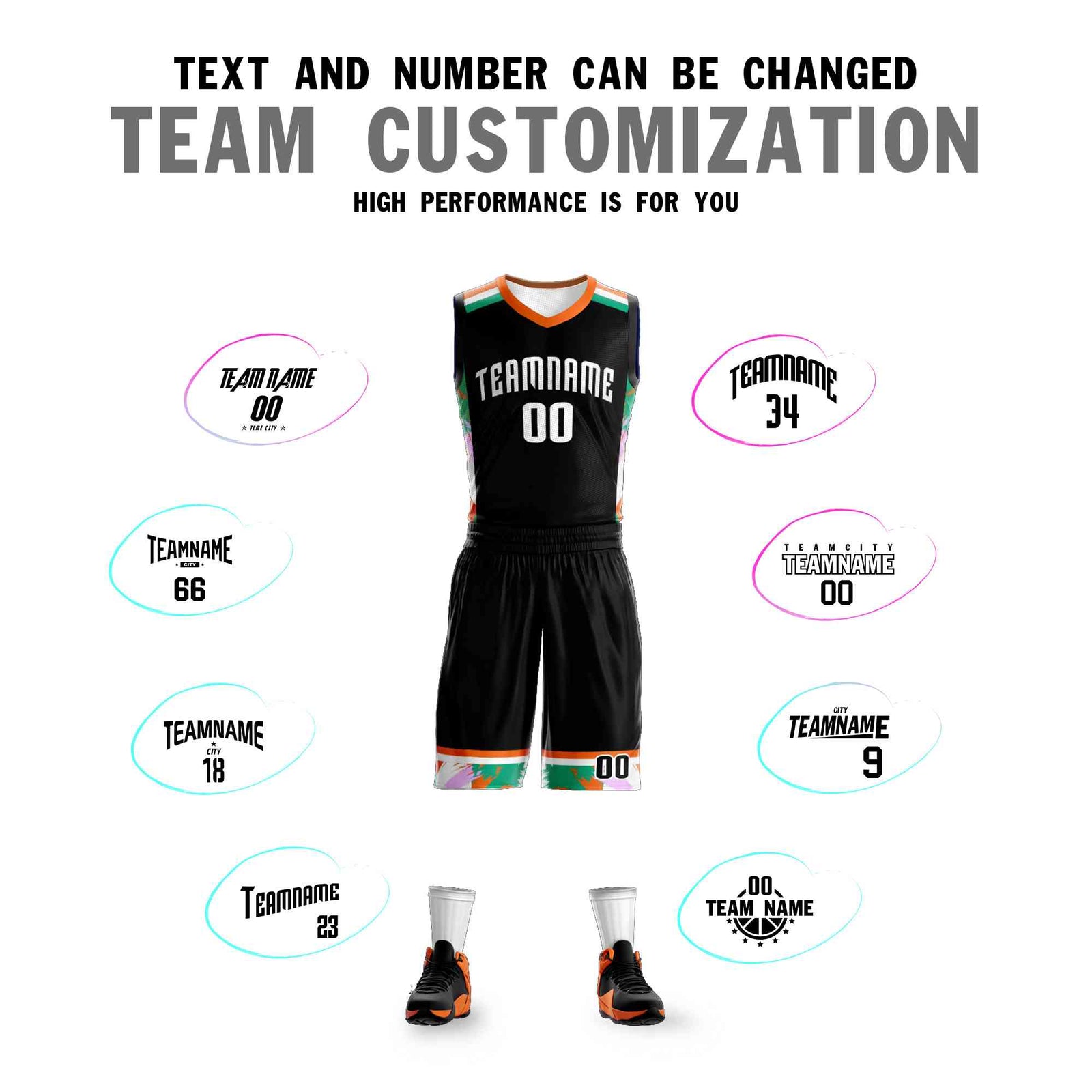 Custom Black White Graffiti Pattern Sets Basketball Jersey