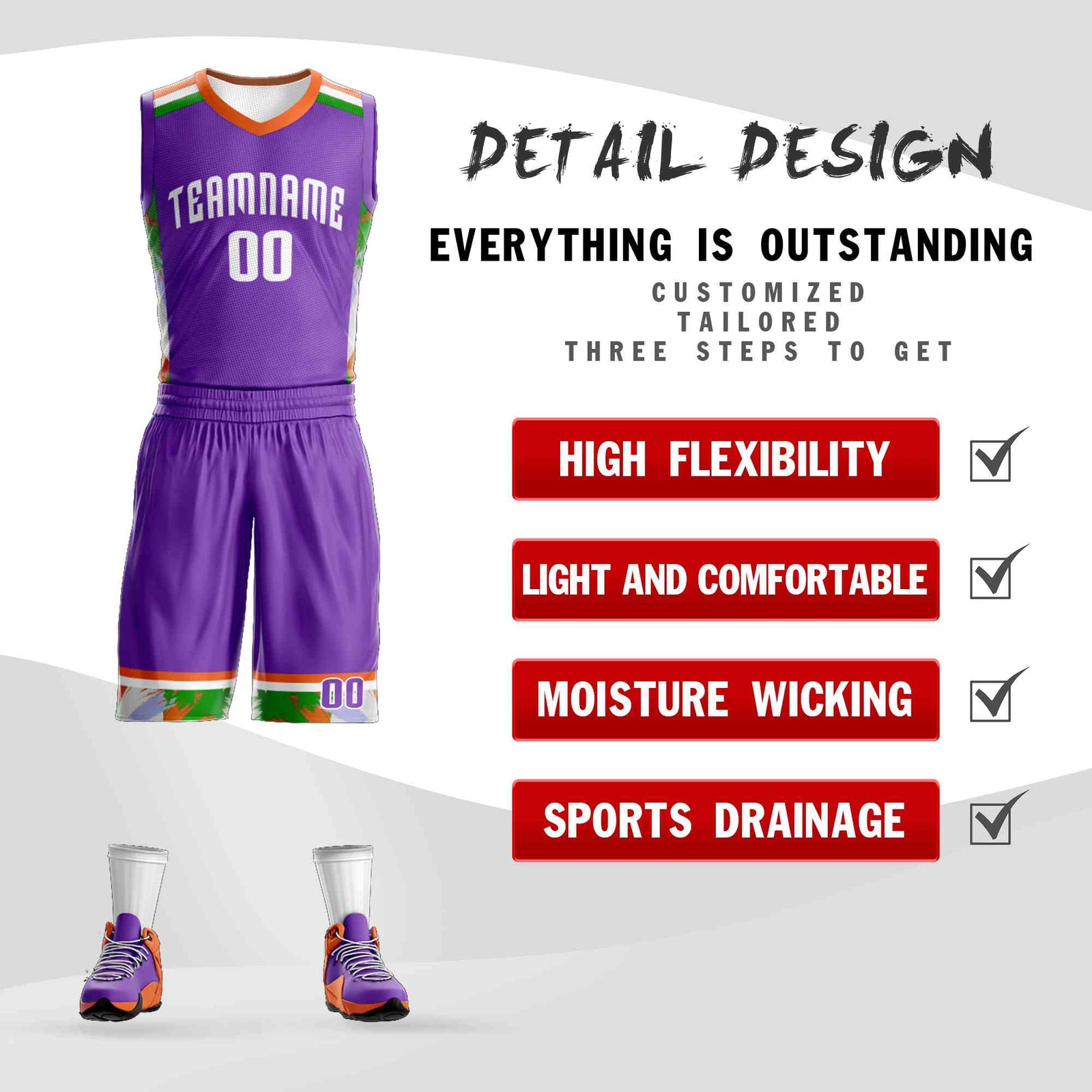 Custom Purple White Graffiti Pattern Sets Basketball Jersey