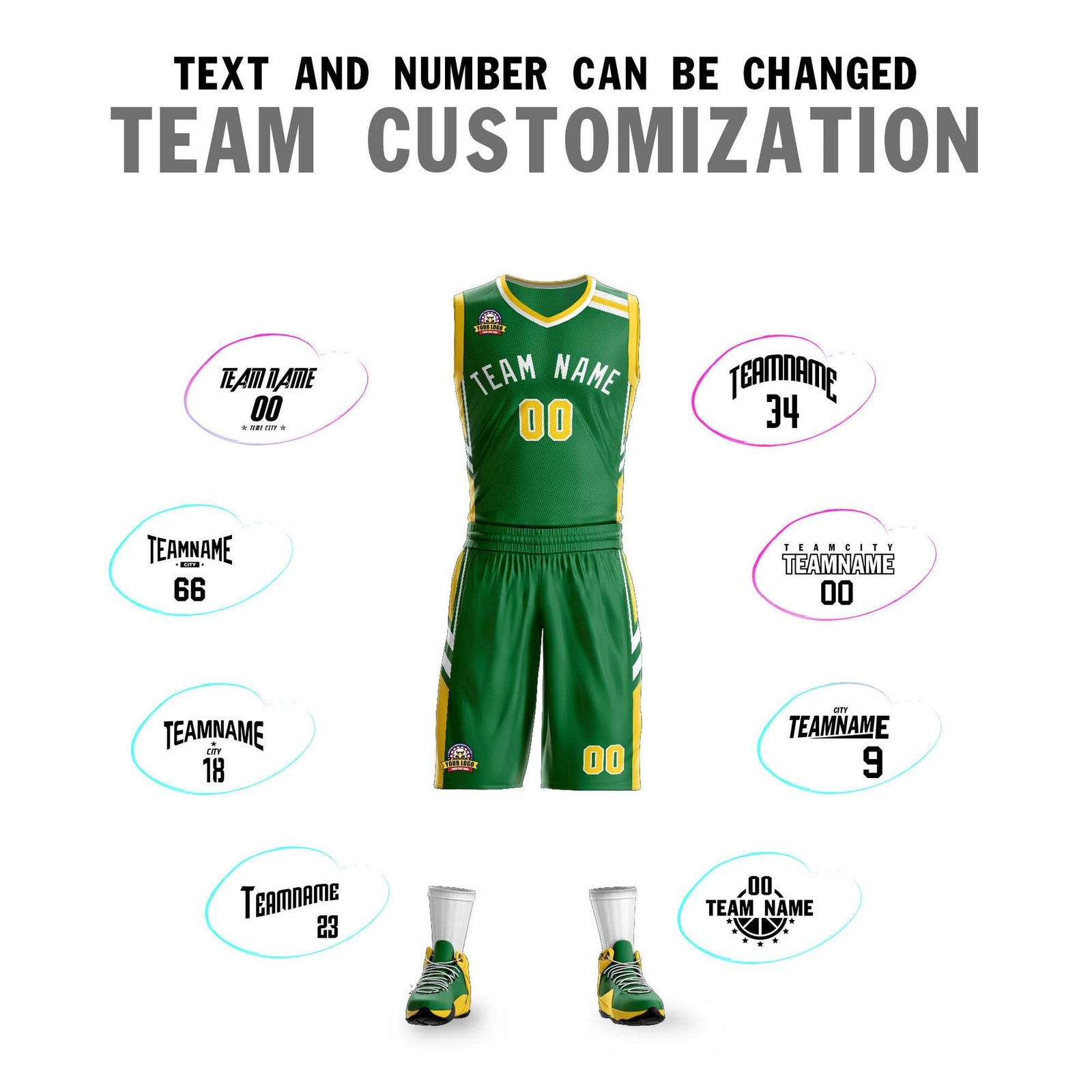 Custom Kelly Green White Classic Sets Mesh Basketball Jersey