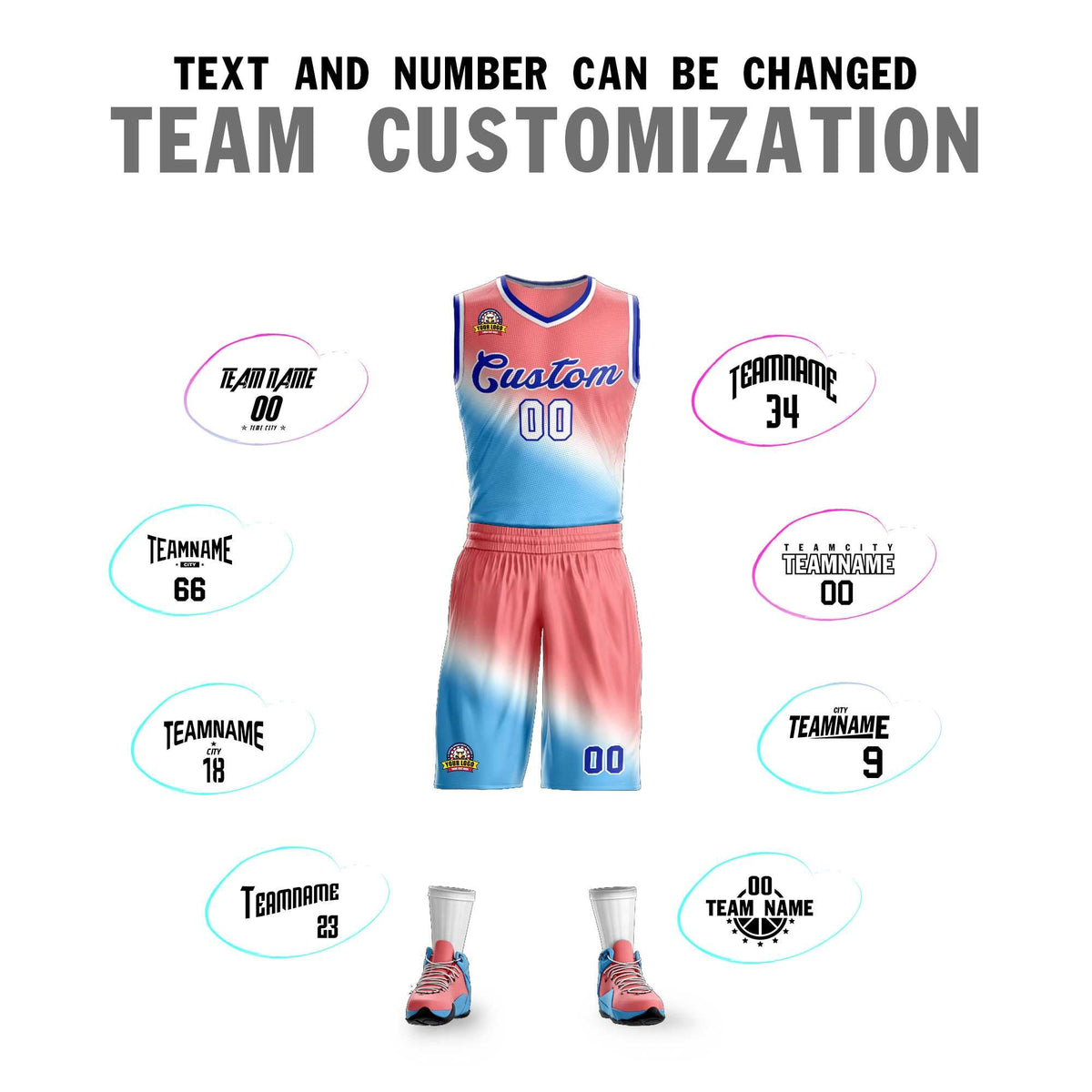 Custom Red Blue-Royal Gradient Fashion Sets Slash Basketball Jersey