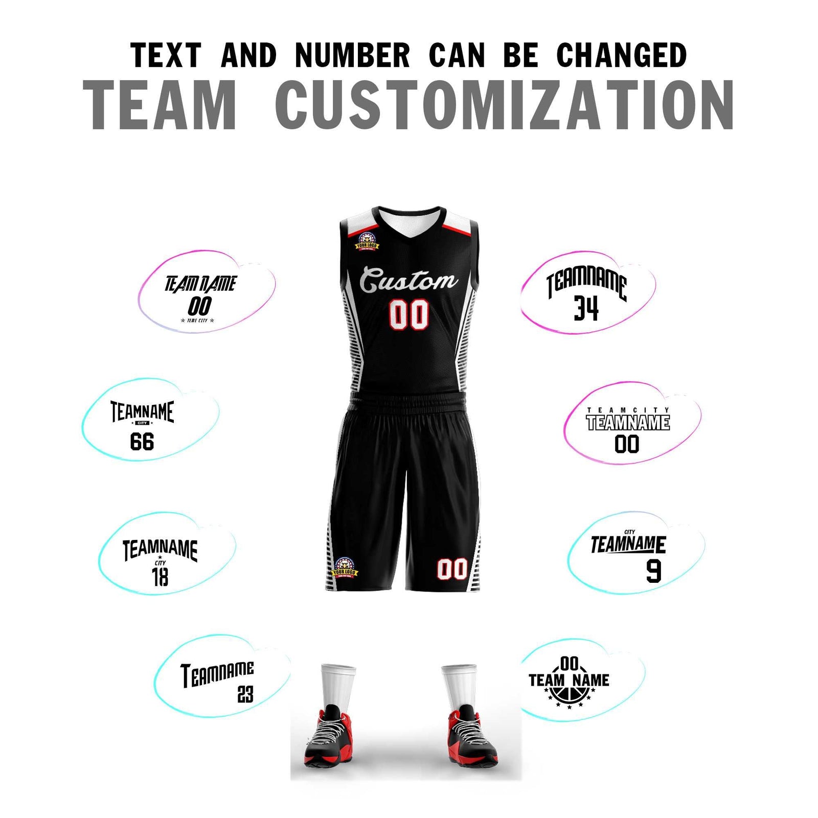 Custom Black White Classic Sets Mesh Basketball Jersey