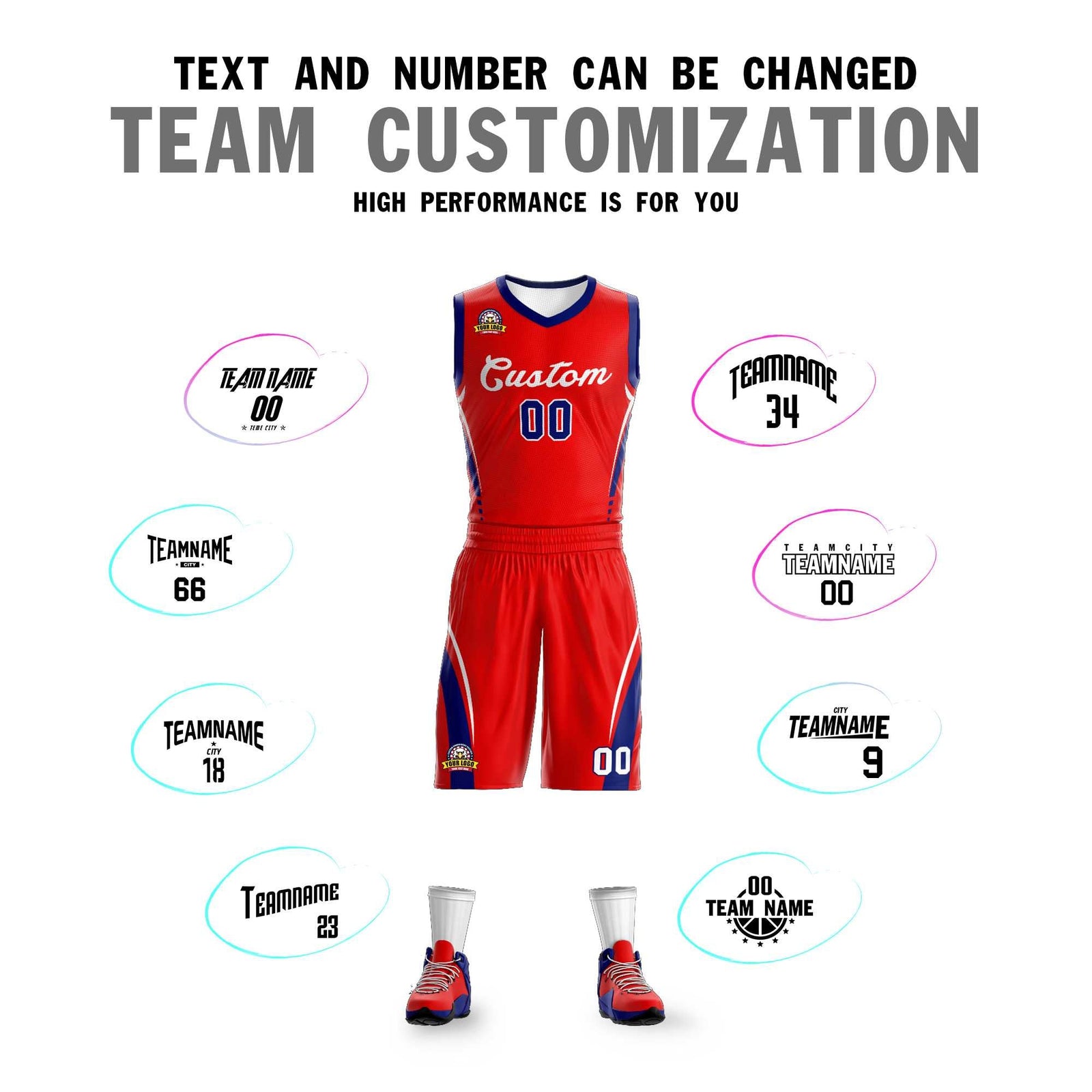 Custom Red White Classic Sets Mesh Basketball Jersey