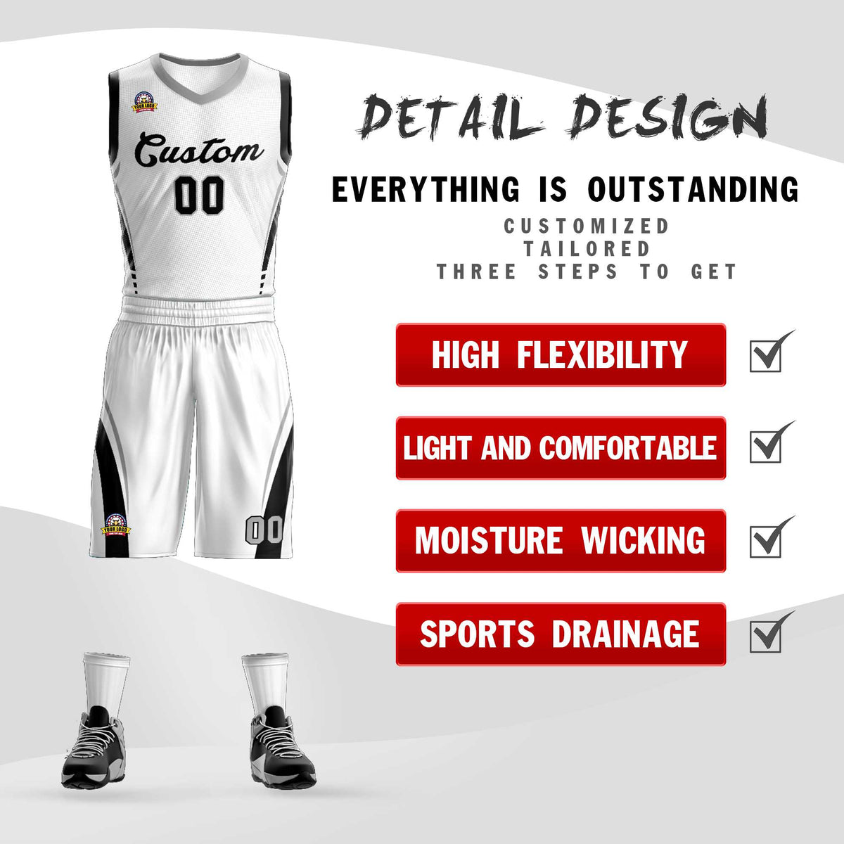 Custom White Black Classic Sets Mesh Basketball Jersey