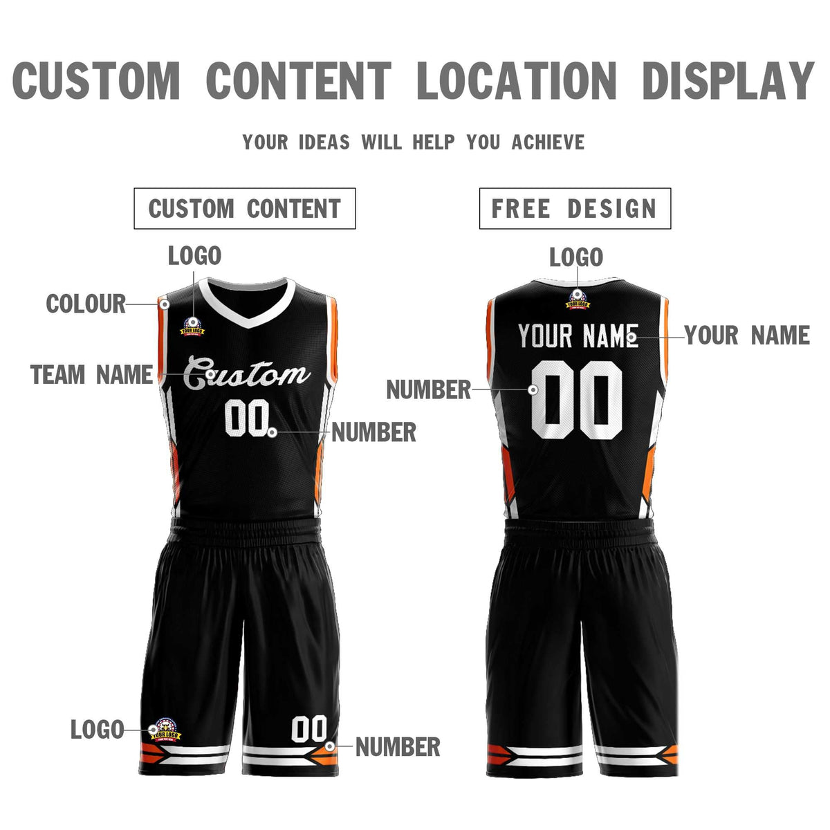 Custom Black White Classic Sets Mesh Basketball Jersey