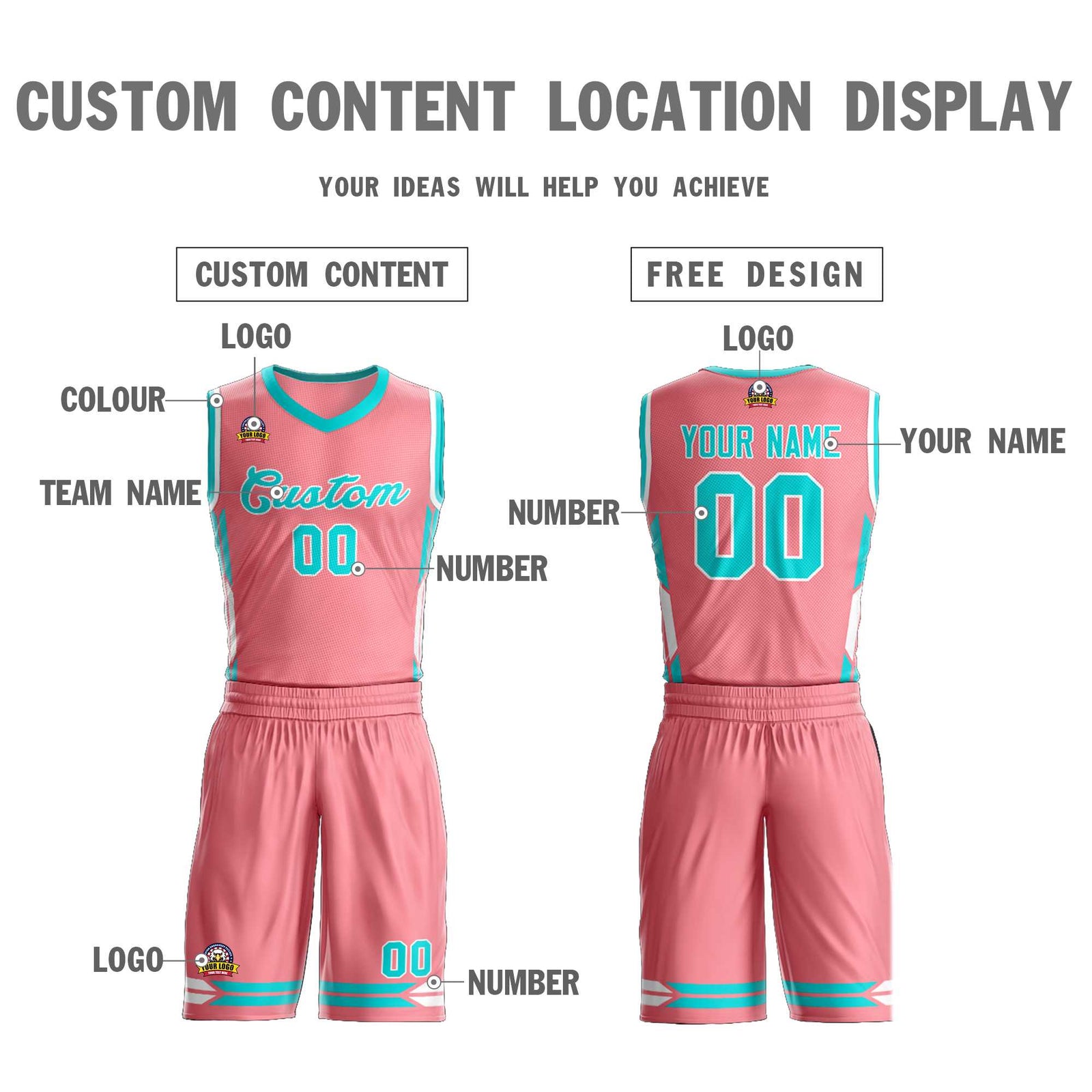 Custom Light Pink Aqua Classic Sets Mesh Basketball Jersey