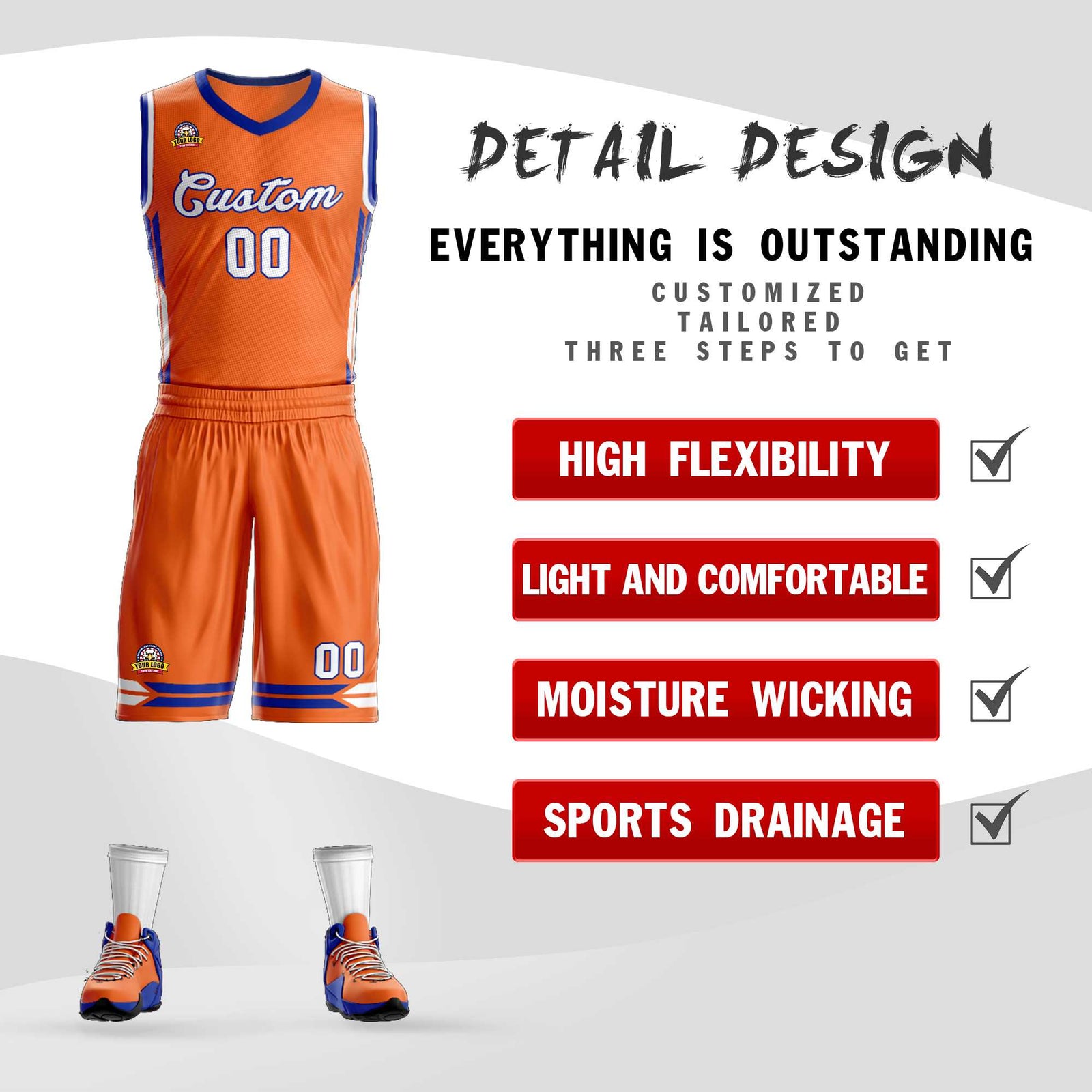 Custom Orange White Classic Sets Mesh Basketball Jersey